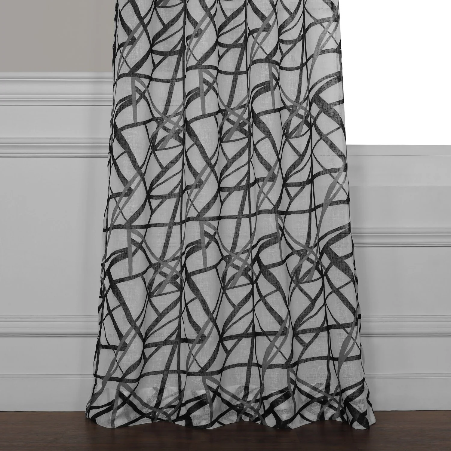 Exclusive Fabrics Matrix Printed Faux Linen Sheer Curtain (1 Panel)
