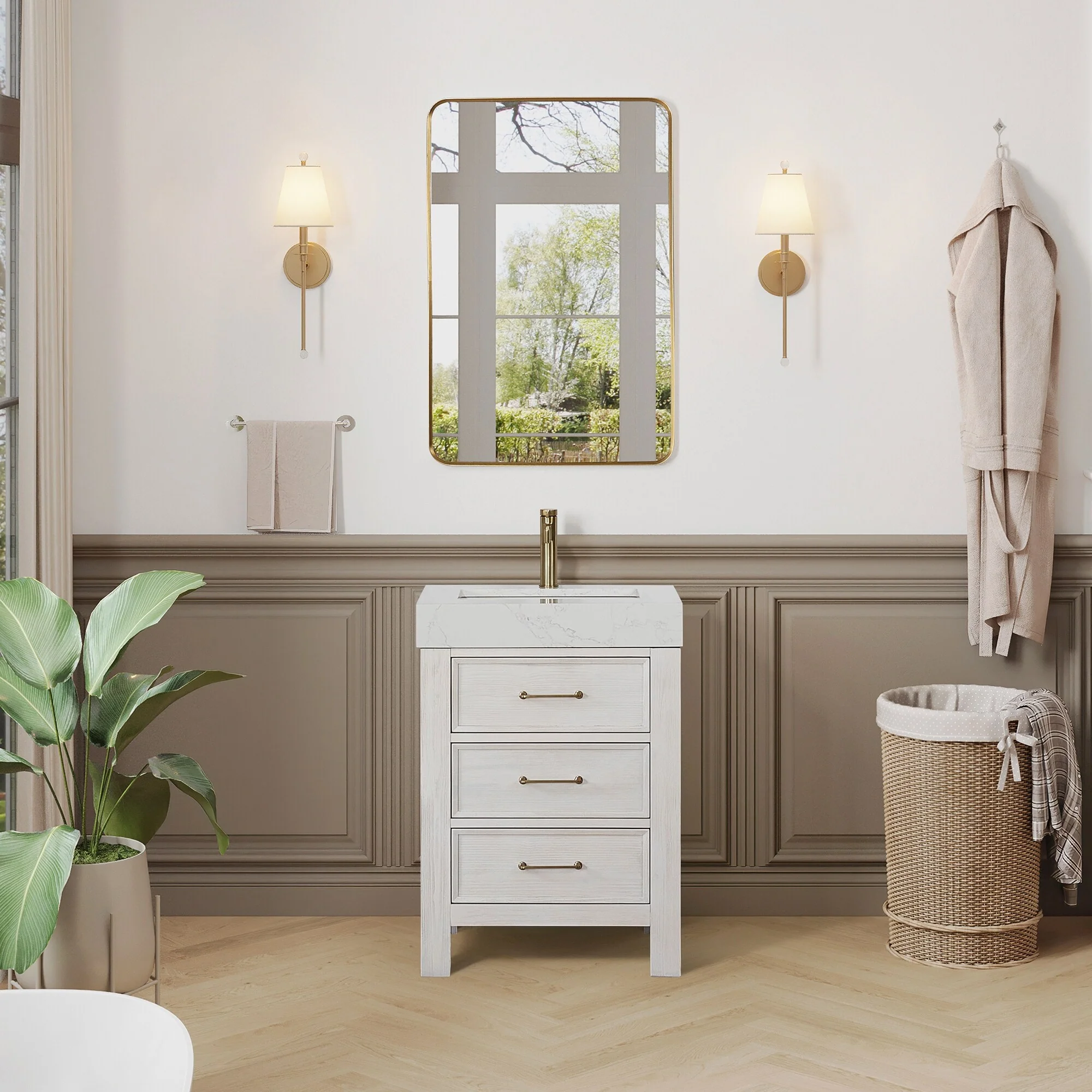 Leon 24 in. Single Bathroom Vanity with Composite Stone Top