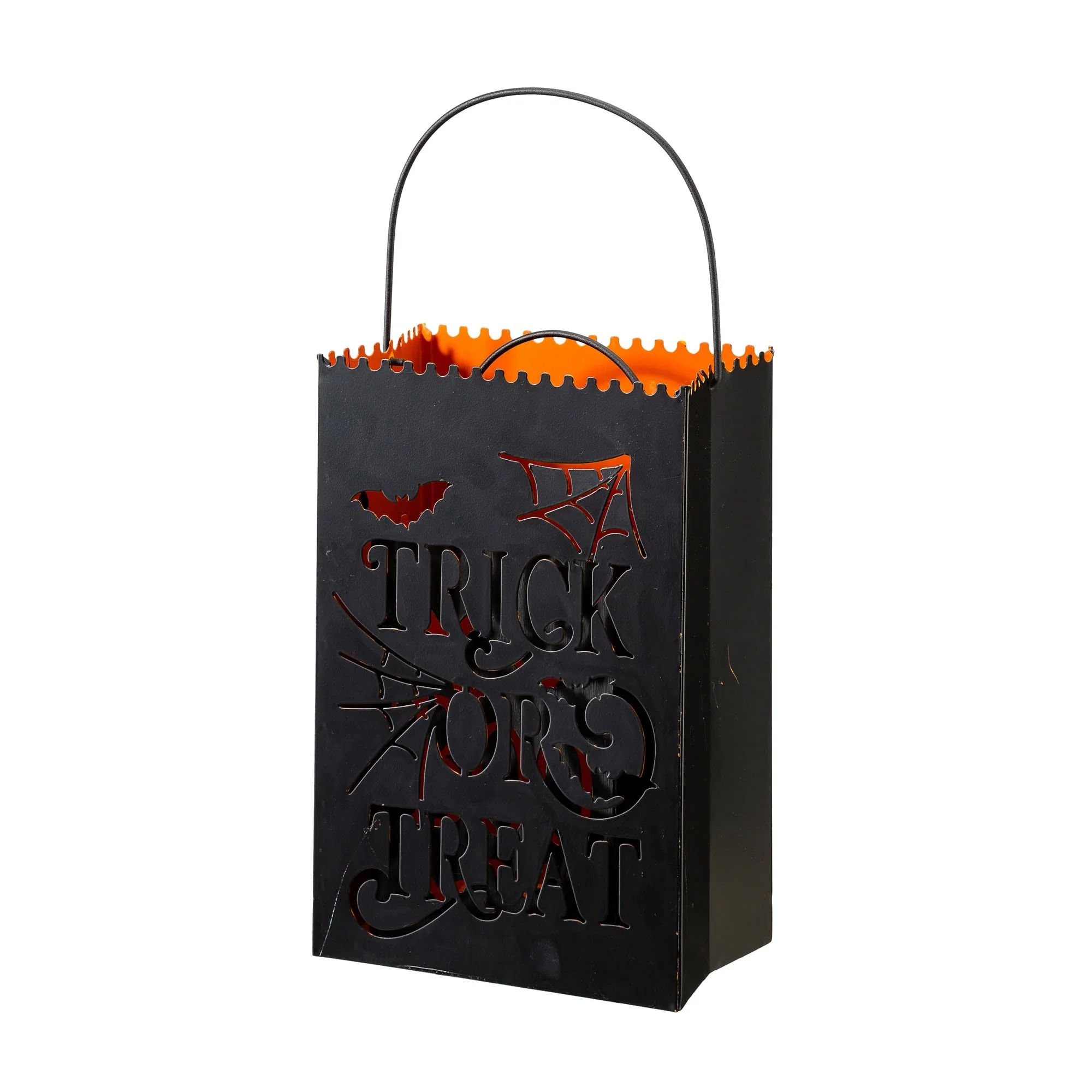 Glitzhome Set of 2 Halloween Metal Bucket Lanterns