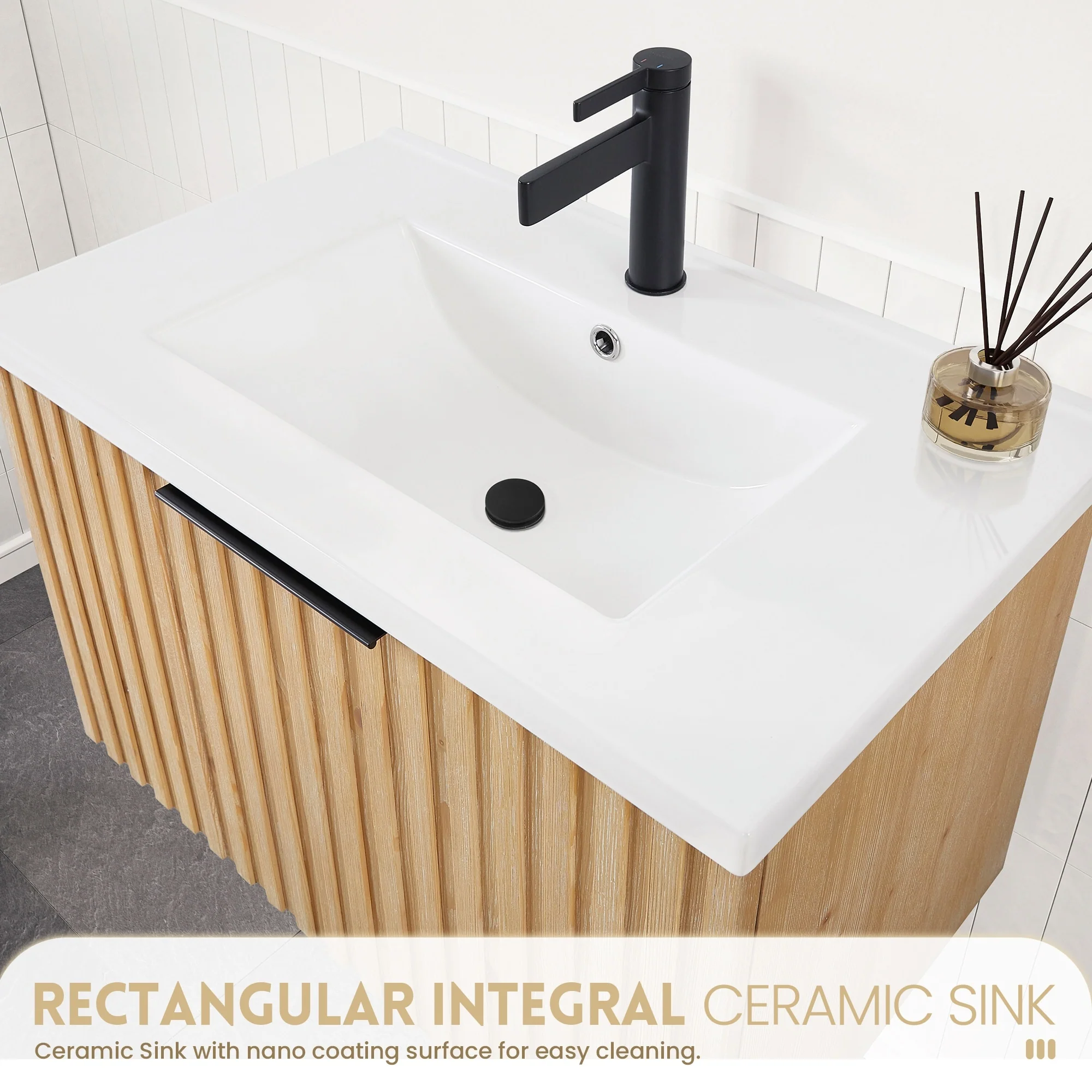 Manila Floating Bath Vanity with Ceramic Basin Top without Mirror