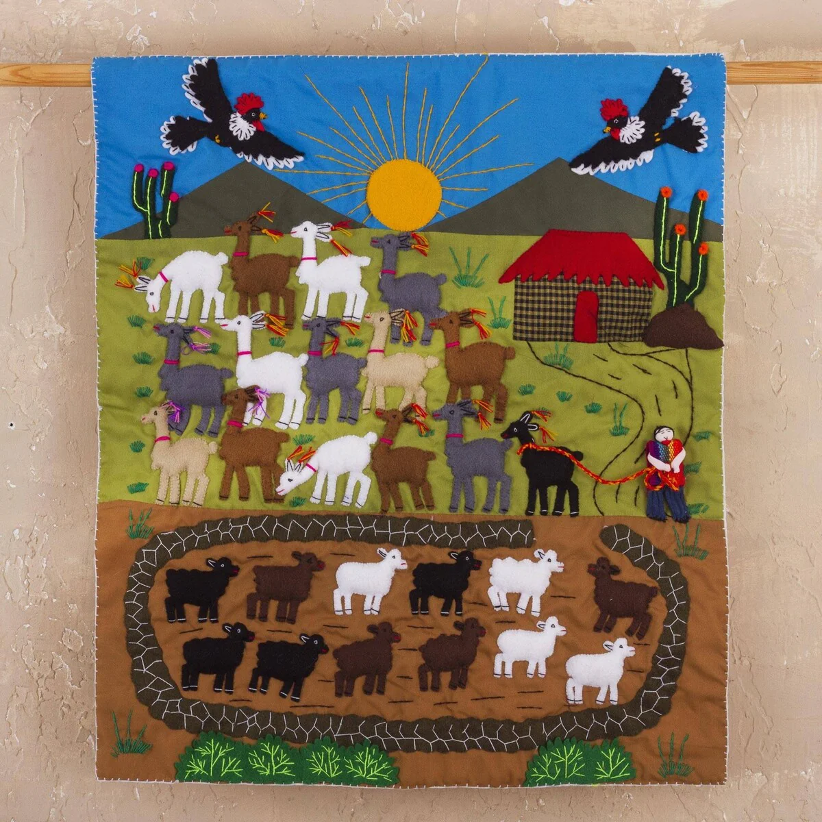 Novica Handmade Andean Enchantment Cotton Applique Wall Hanging