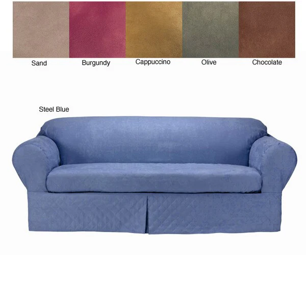 Classic Slipcovers Microsuede Quilted 2-piece Loveseat Slipcover