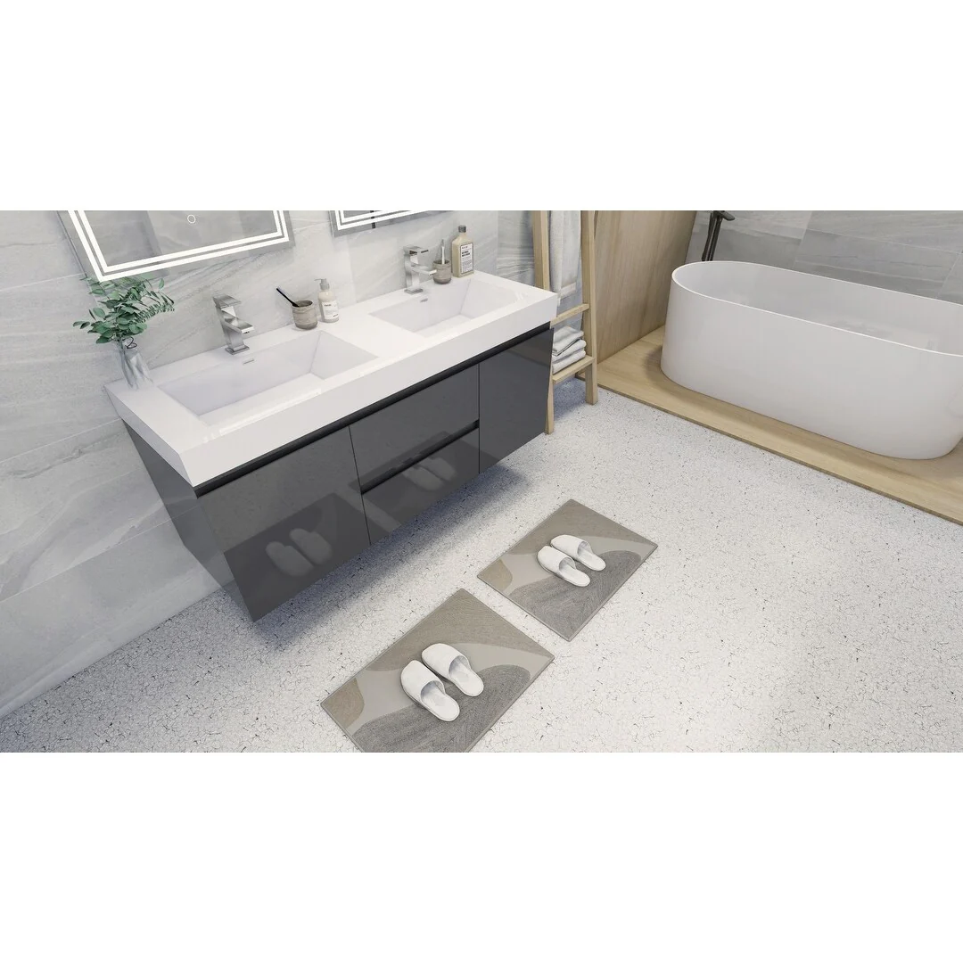 Baillie 60'' Wall-Mounted Vanity with Double Reinforced Acrylic Sink