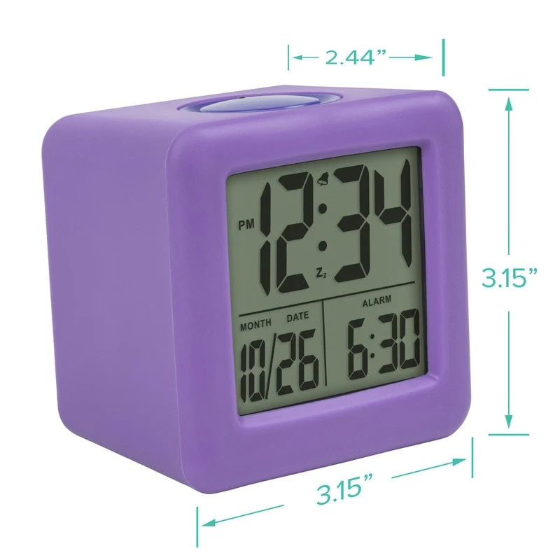 Equity by La Crosse Purple Soft Cube LCD Alarm Clock with Smart Light