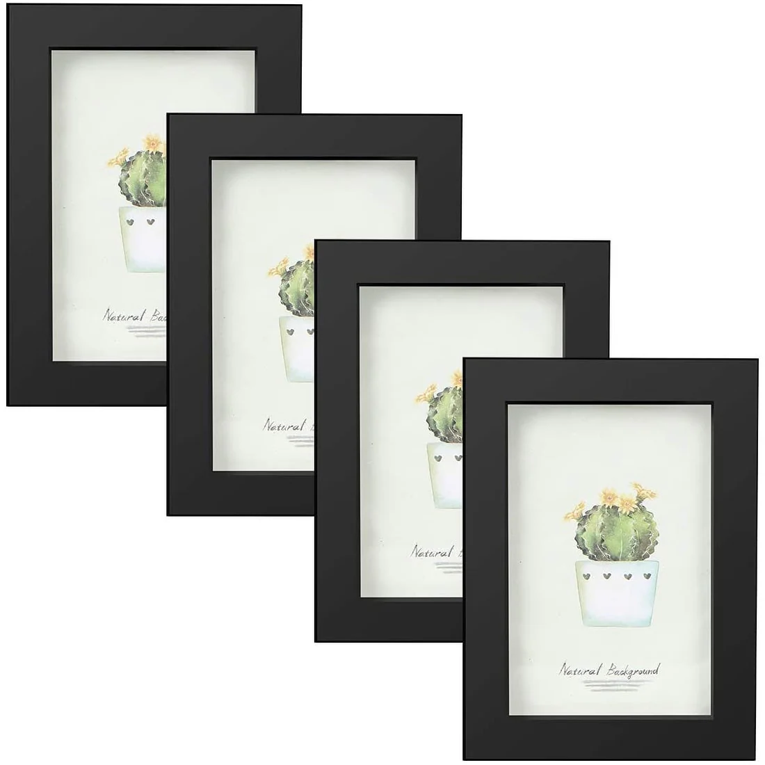 Black 4x6 Wood Picture Frame Set of 4