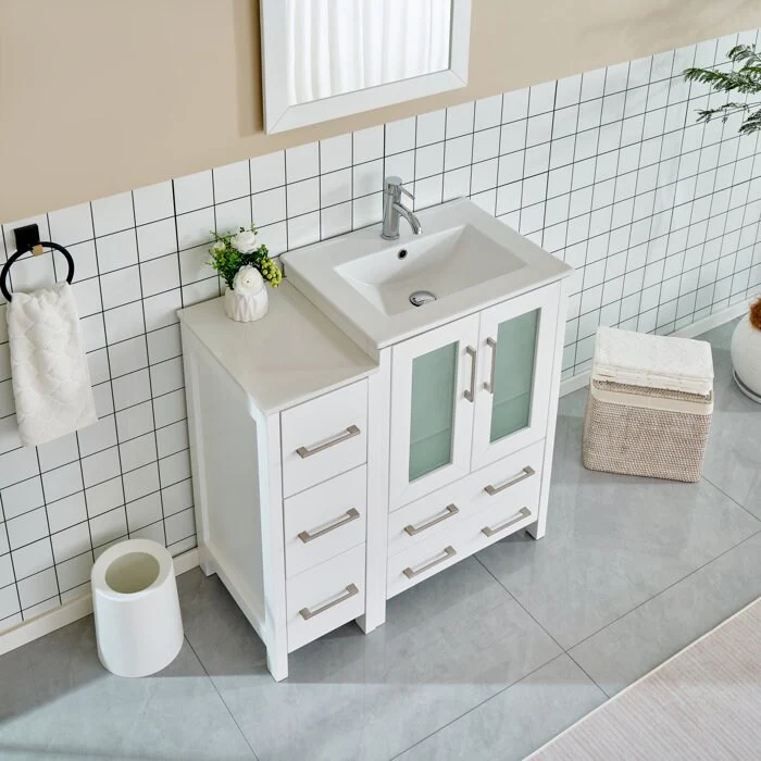 Vanity Art 36-Inch Single Sink Bathroom Vanity with Top & Free Mirror - 36 X 18.1 X 35.8
