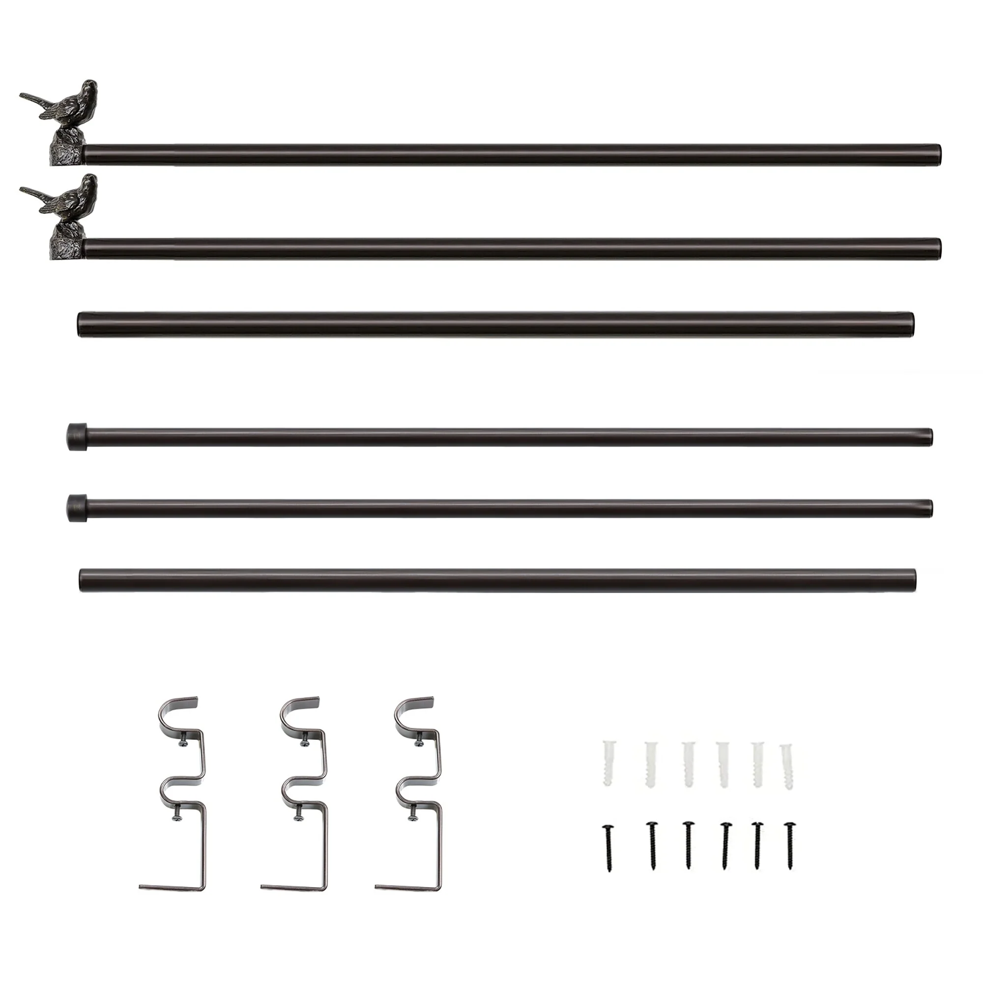 MERIVILLE 1-Inch Diameter Double Window Curtain Rod, Bird Finials