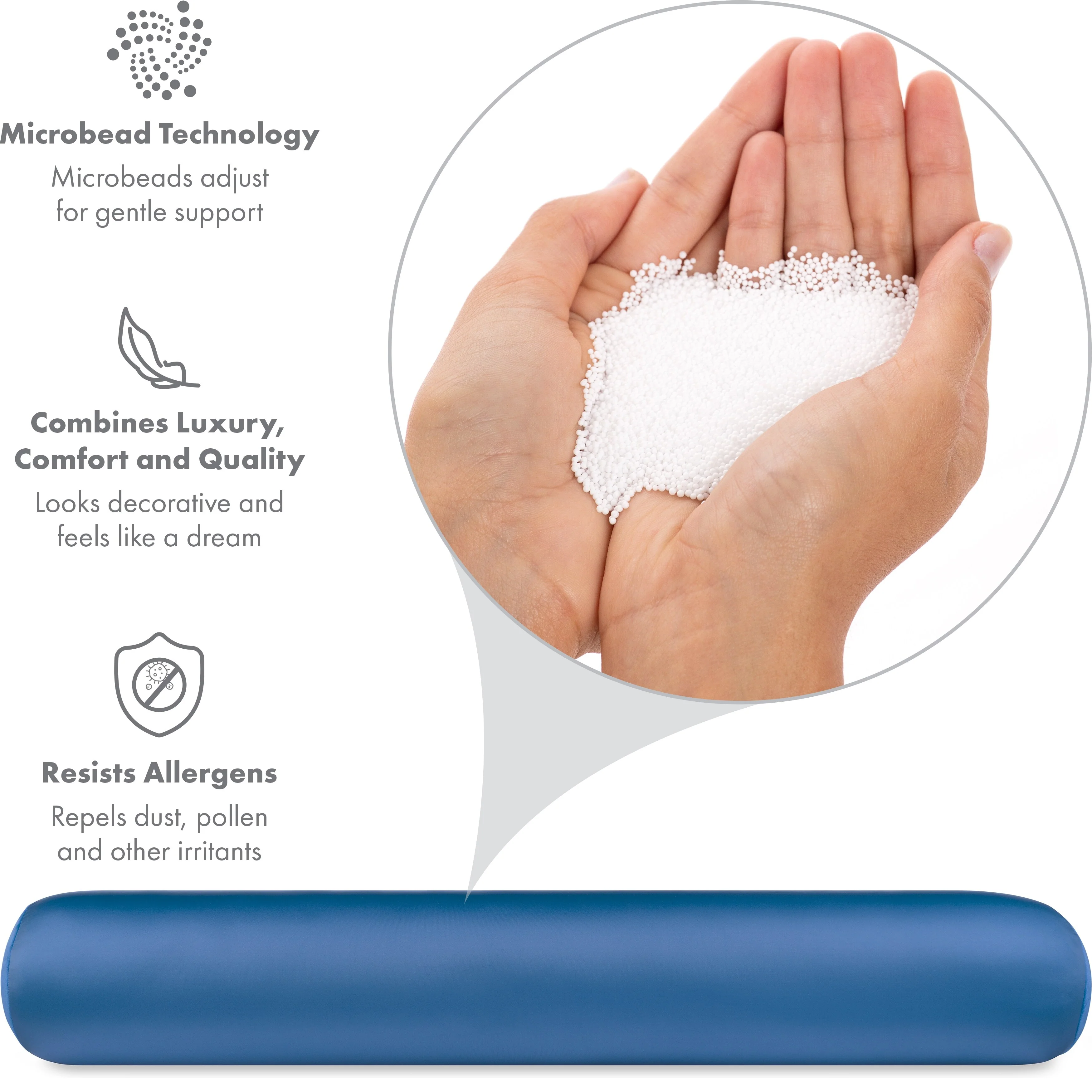 Straight Body Pillow, Premium Microbead,Side Sleeping / Pregnant Women