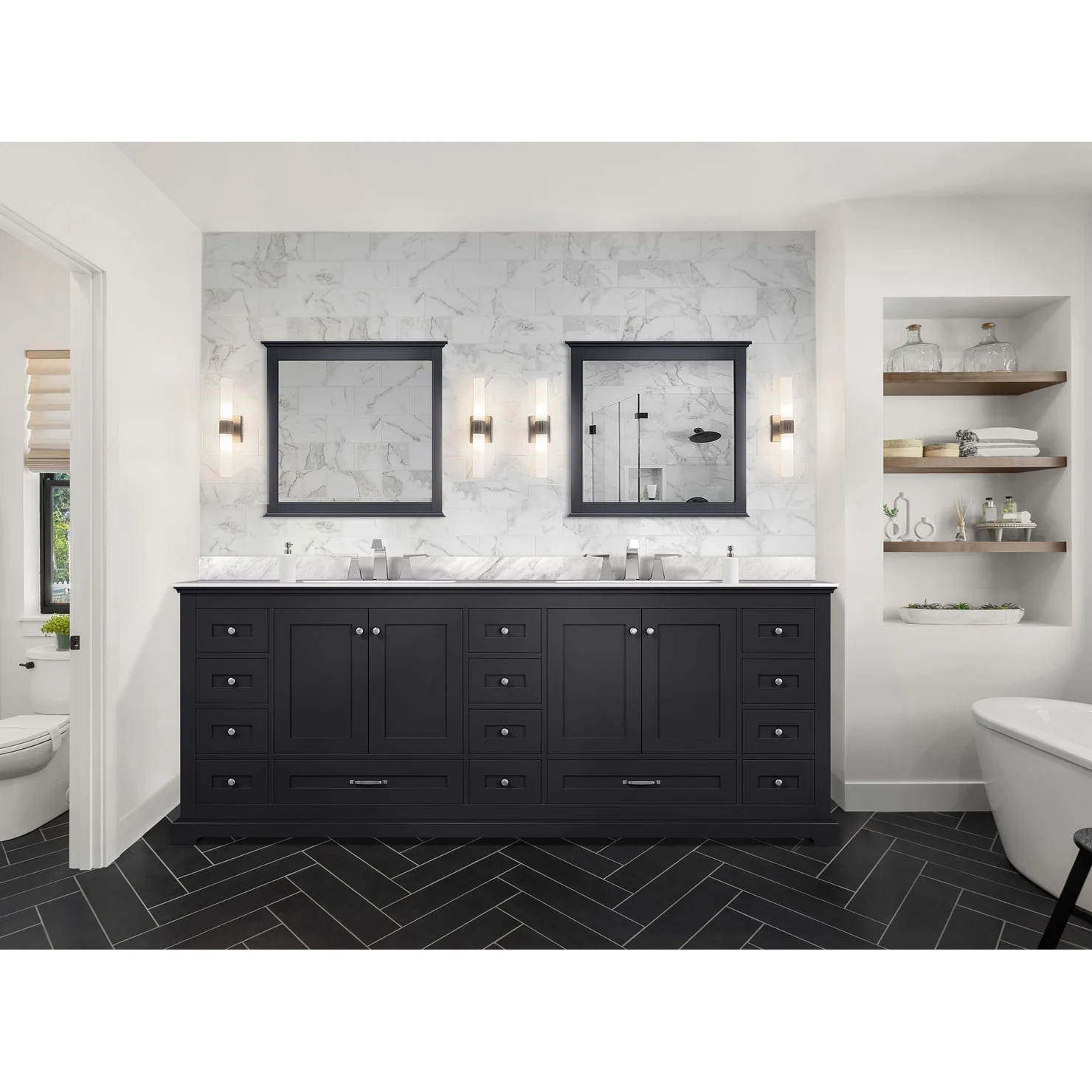 Dukes 84 in. W x 22 in. D Navy Blue Double Bath Vanity
