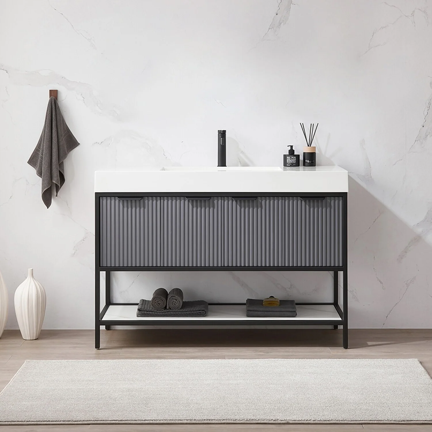 Marcilla 48 in. Single Sink Bath Vanity with Stone Sink Top
