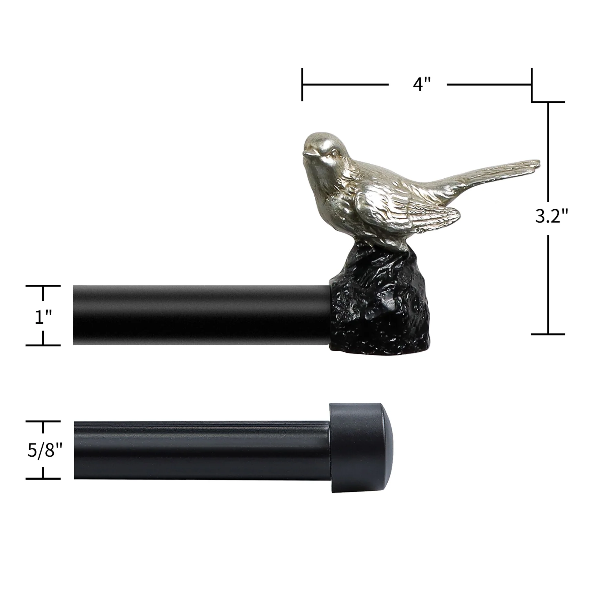 MERIVILLE 1-Inch Diameter Double Window Curtain Rod, Bird Finials