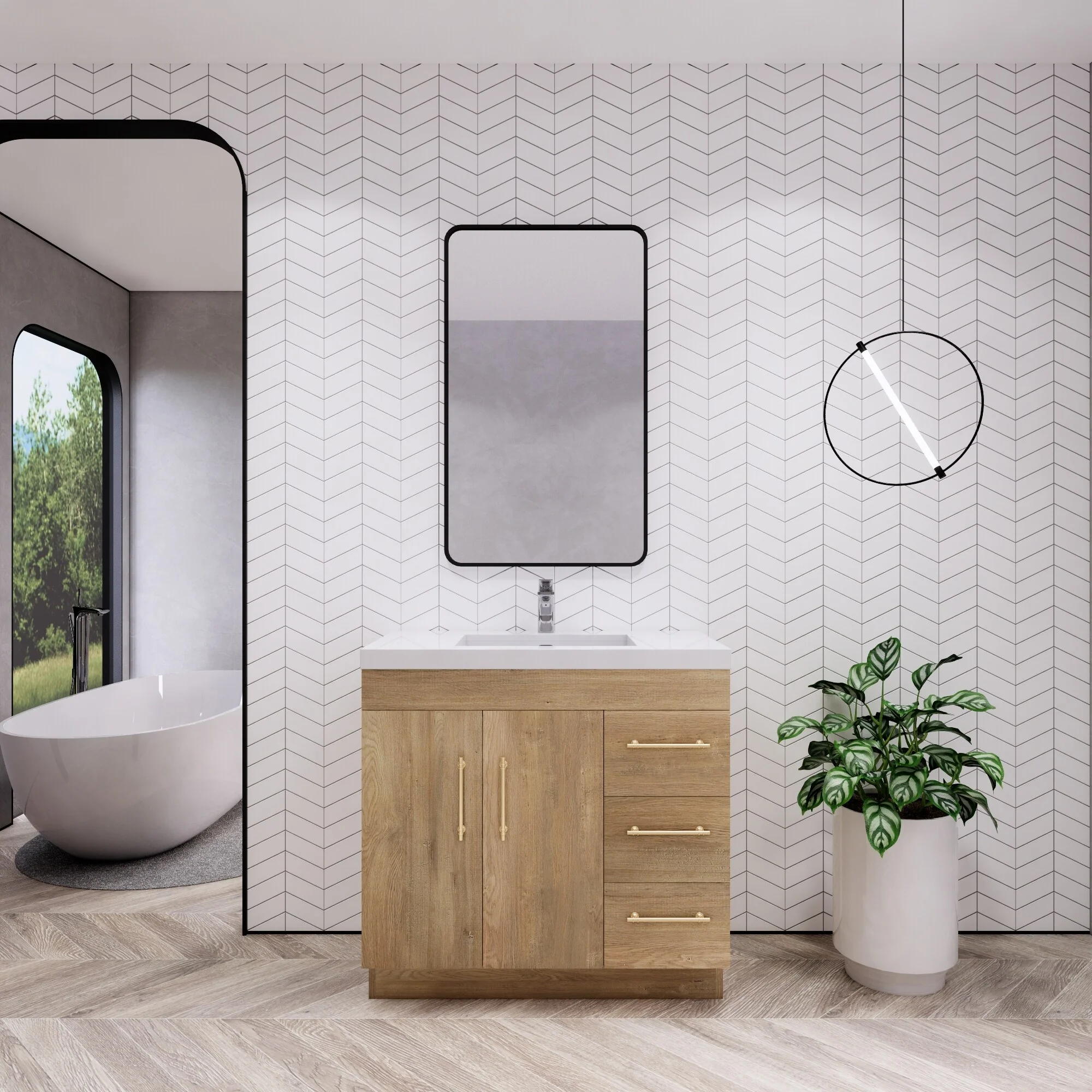 Eliza 36 Freestanding Vanity (Right Drawers) with Single Sink