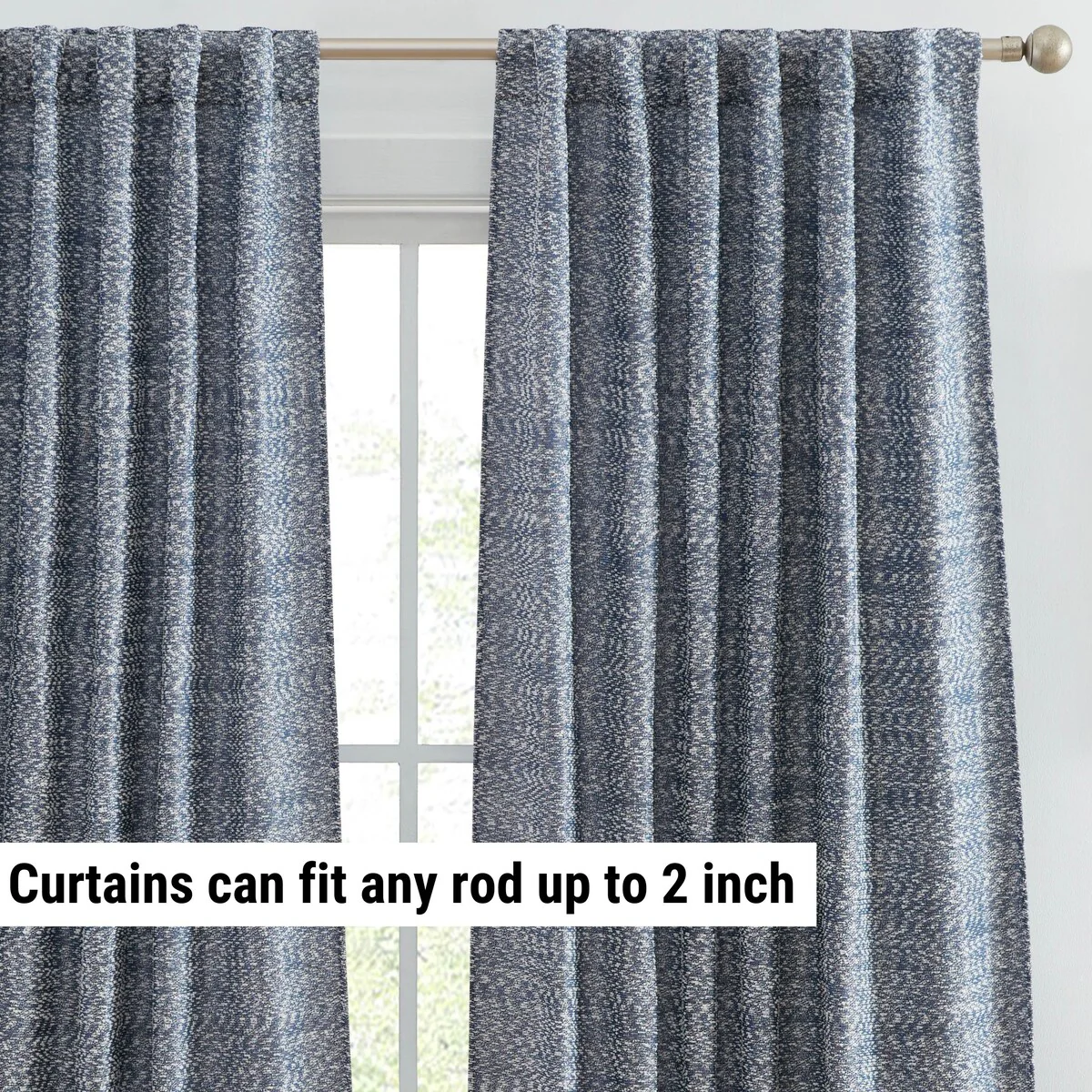 HLC.ME Easton Jacquard Slub Texture - Privacy Curtains with Back Tab Rod Pocket Lightweight Window Curtains Panels, Set of 2