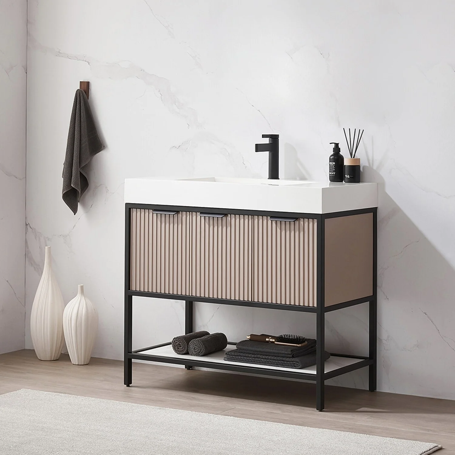 Marcilla 36 in. Single Sink Bath Vanity with Stone Sink Top