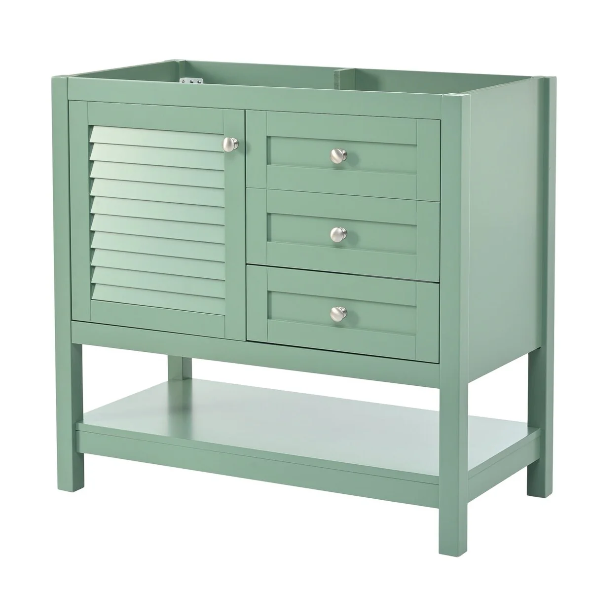 36 inch MDF Freestanding Bathroom Vanity in Green without Counter Top