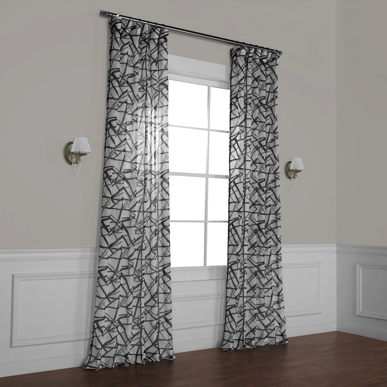 Exclusive Fabrics Matrix Printed Faux Linen Sheer Curtain (1 Panel)