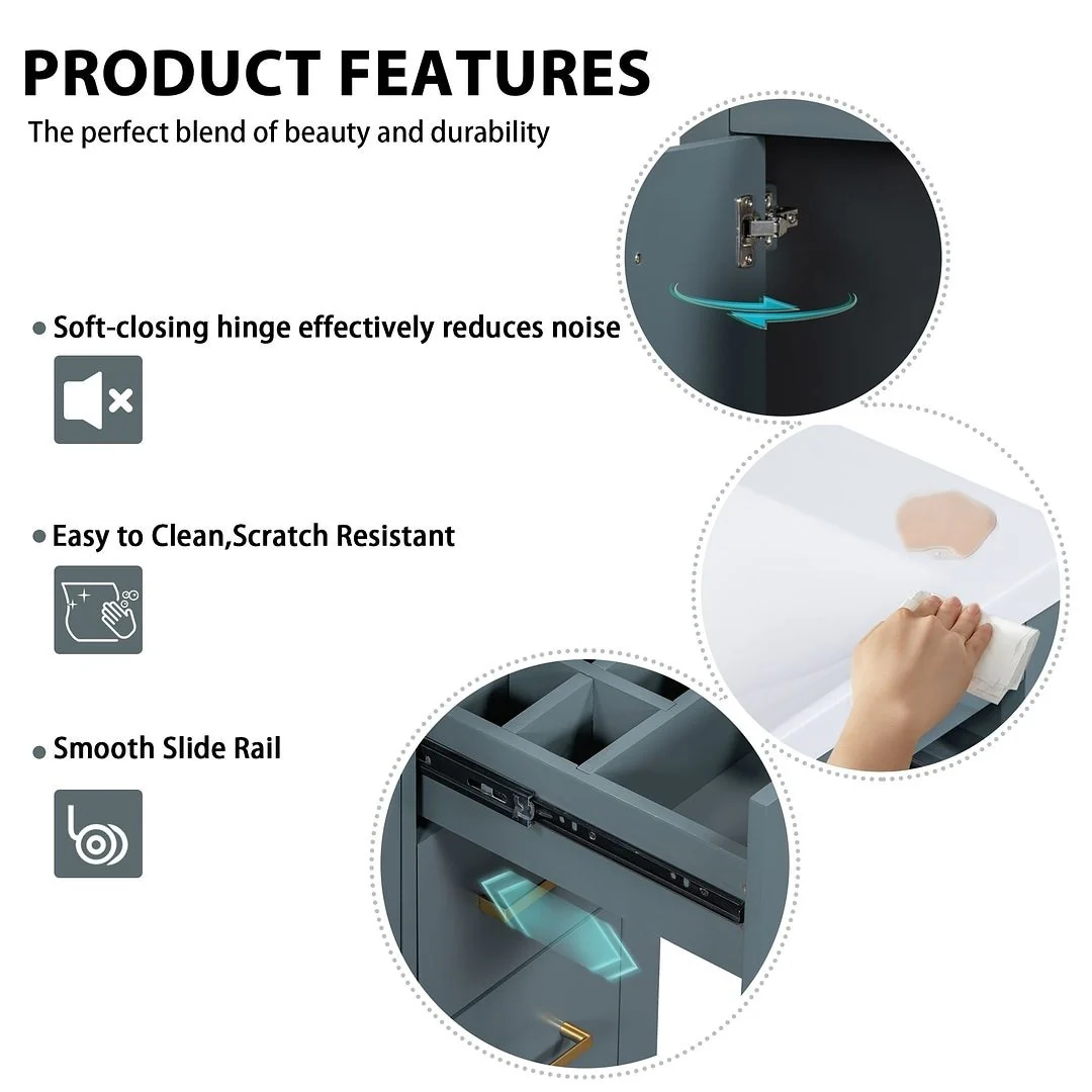 30'' Modern Freestanding Bathroom Vanity with Top Sink , Solid Wood Frame