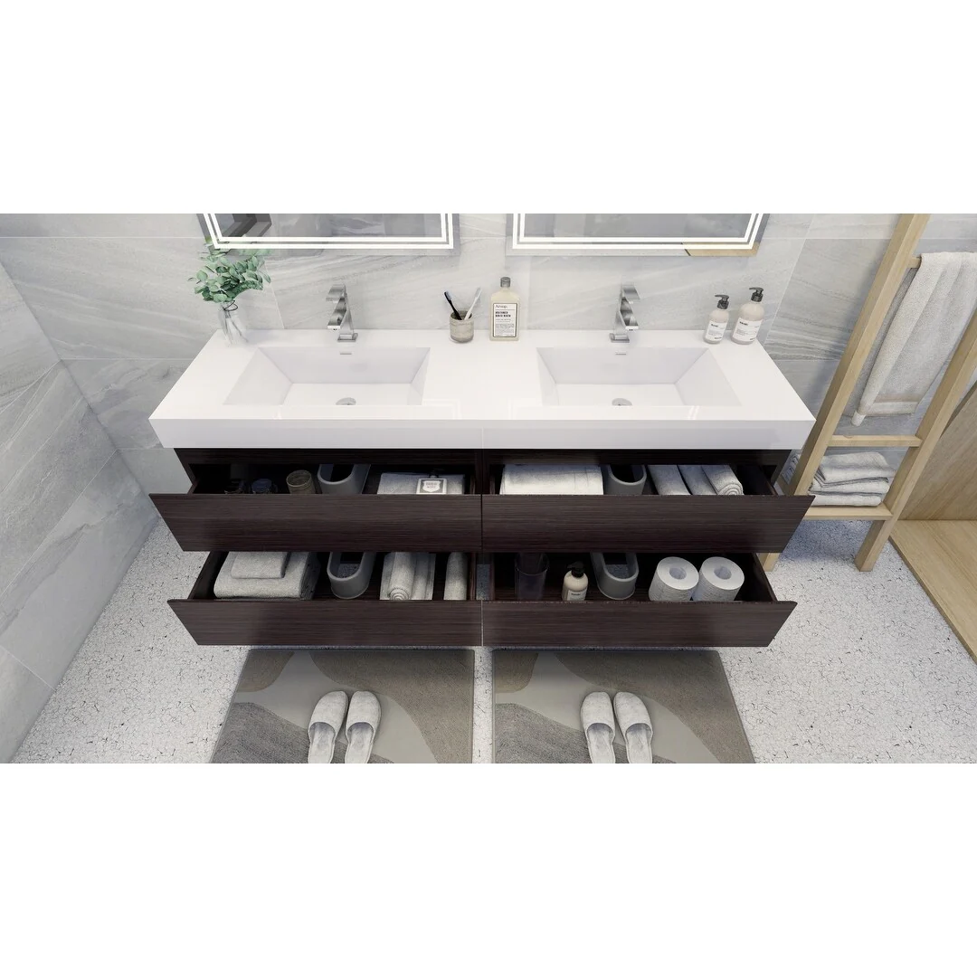 Baillie 72'' Wall-Mounted Vanity with Double Reinforced Acrylic Sink