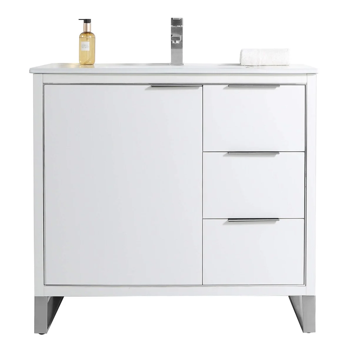Fine Fixtures Opulence Collection Bathroom Vanity with White Ceramic Sink