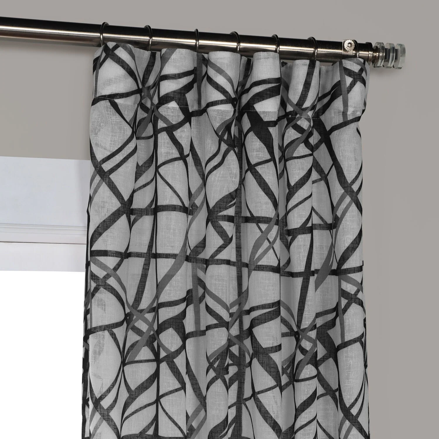 Exclusive Fabrics Matrix Printed Faux Linen Sheer Curtain (1 Panel)