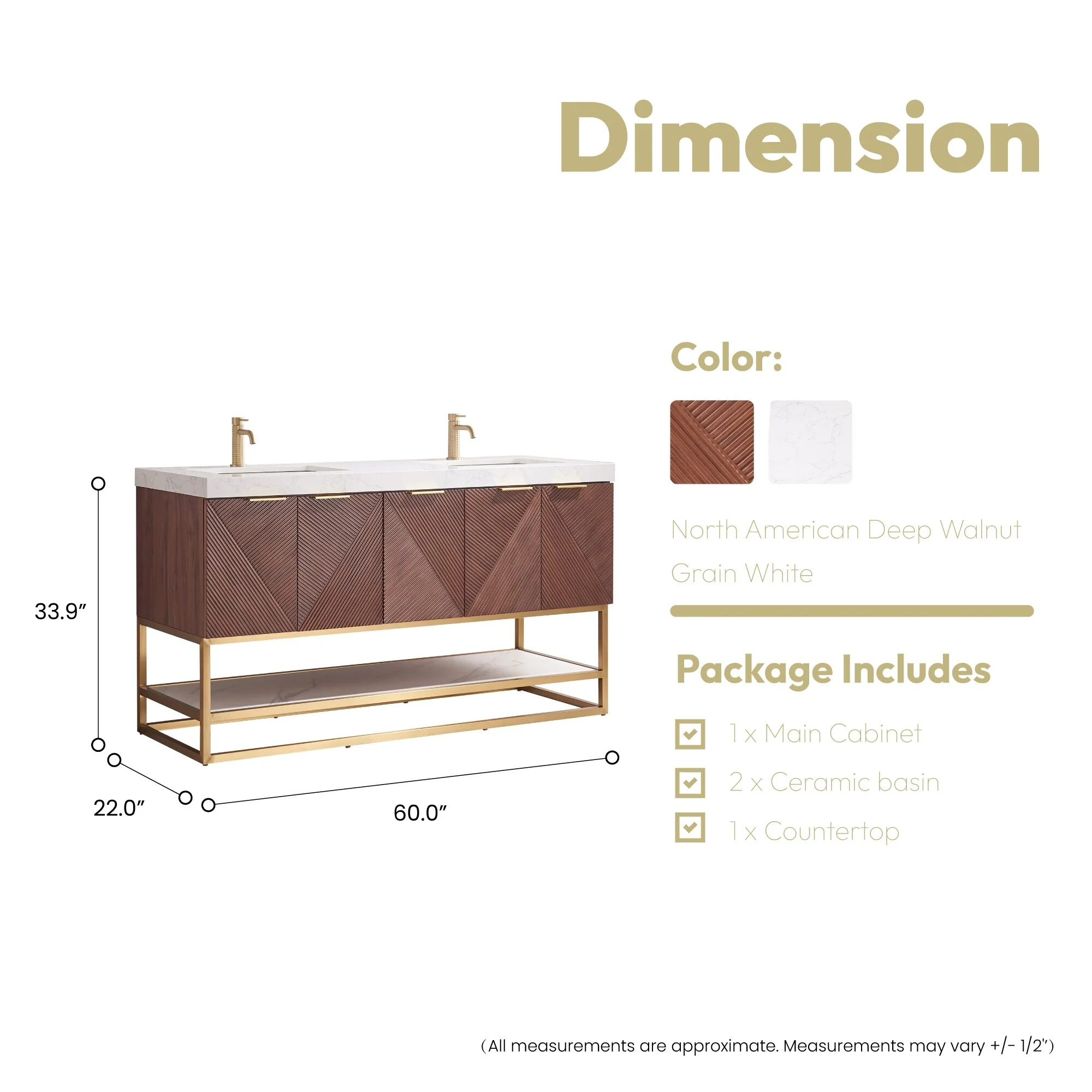 Mahon Double Bath Vanity with Composite Stone Top without Mirror