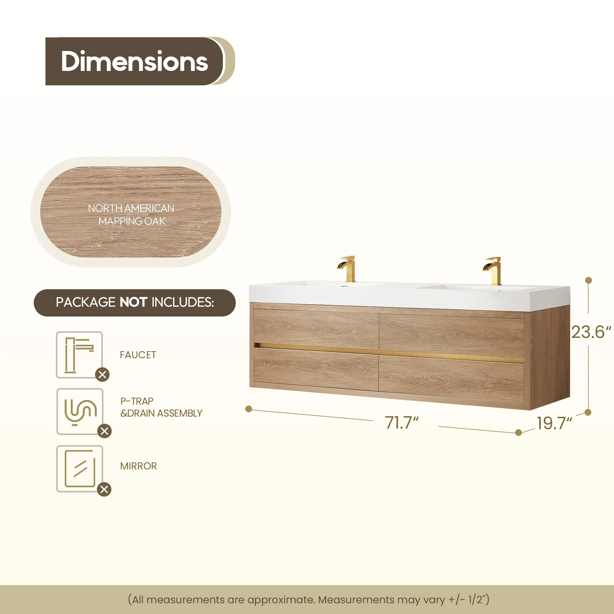 Palencia Double Floating Vanity with Composite Sink Top without Mirror
