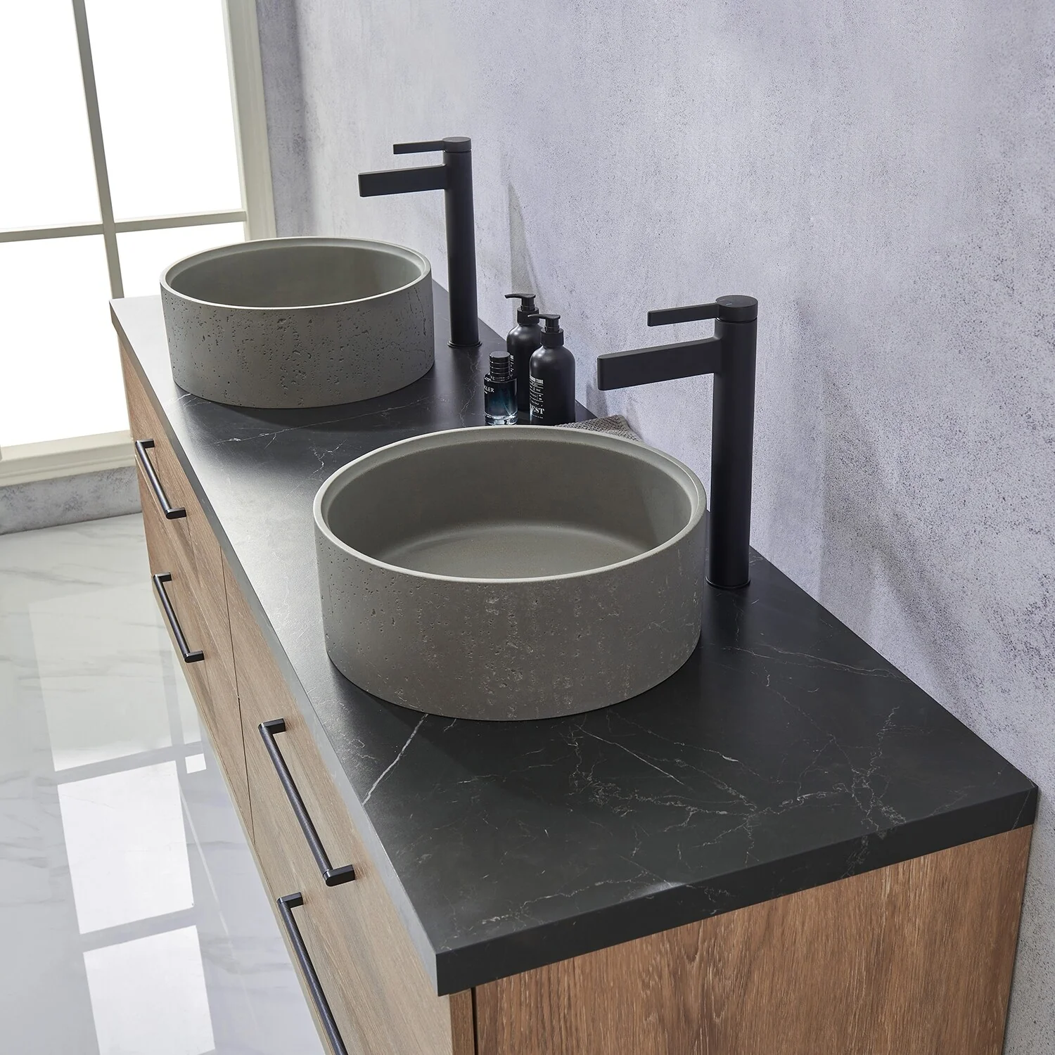 Trento Bath Vanity with Sintered Stone Top with Concrete Sink (R)