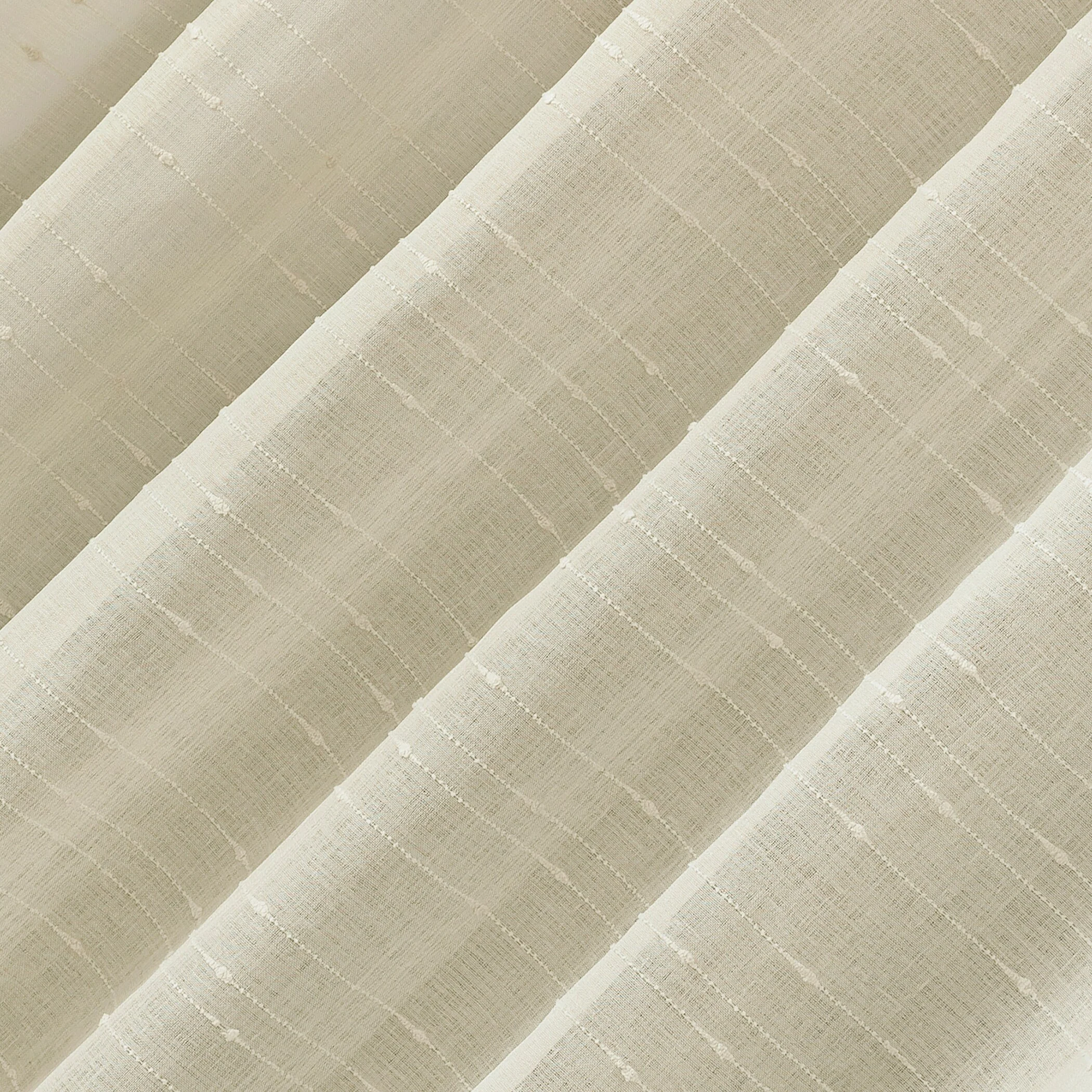 No. 918 Noemi Slub Stripe Rope Tab Semi-Sheer Tie Top Curtain Panel, Single Panel