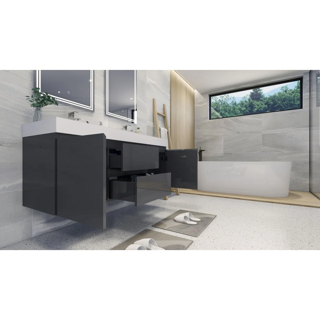 Baillie 60'' Wall-Mounted Vanity with Double Reinforced Acrylic Sink