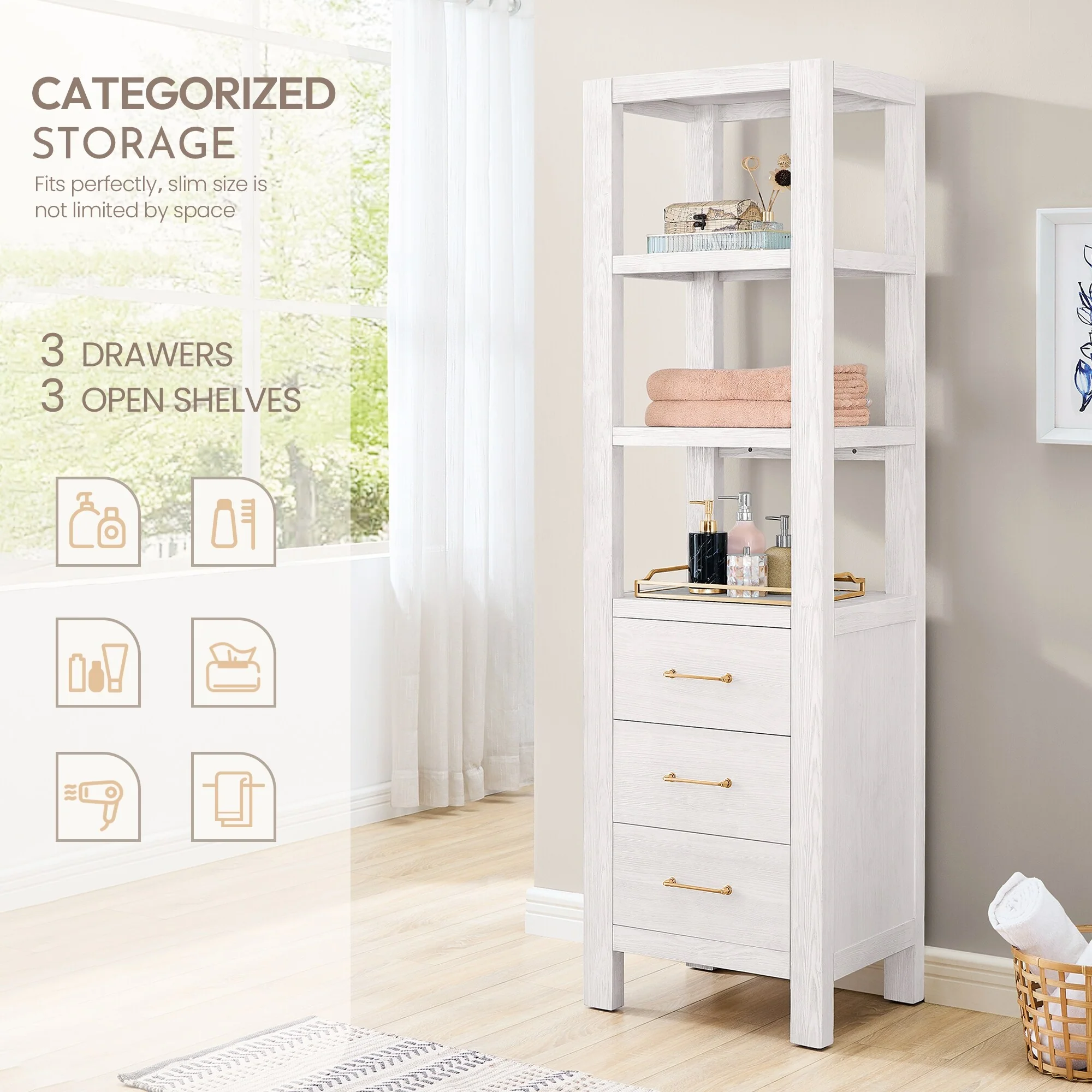 Leon 22 in. Storage Cabinet for Bathroom, Kitchen and Living Room