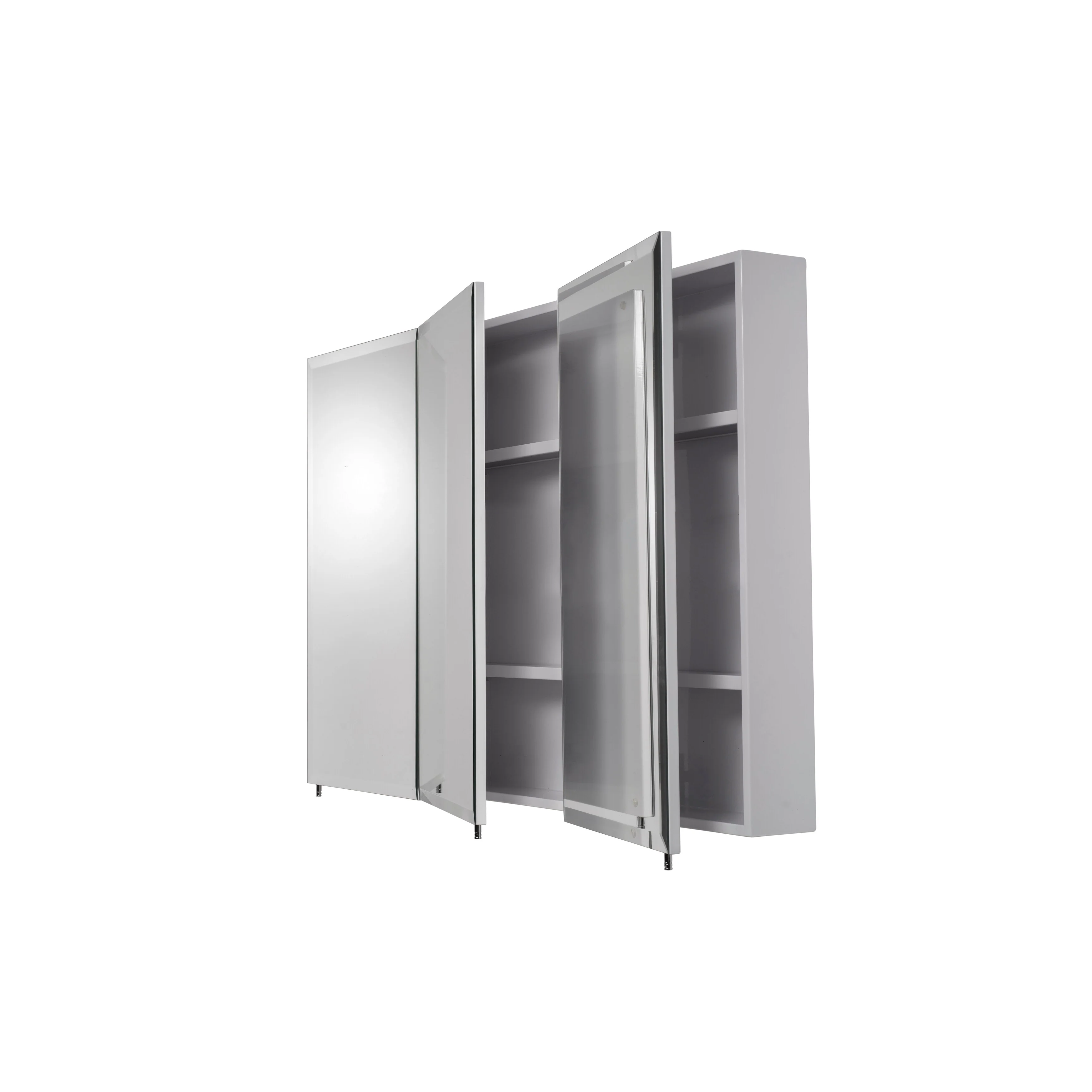 Croydex Potomac Large Modern, Triple Door White Steel, Surface Mount Medicine Cabinet with Mirrors - 30 x48