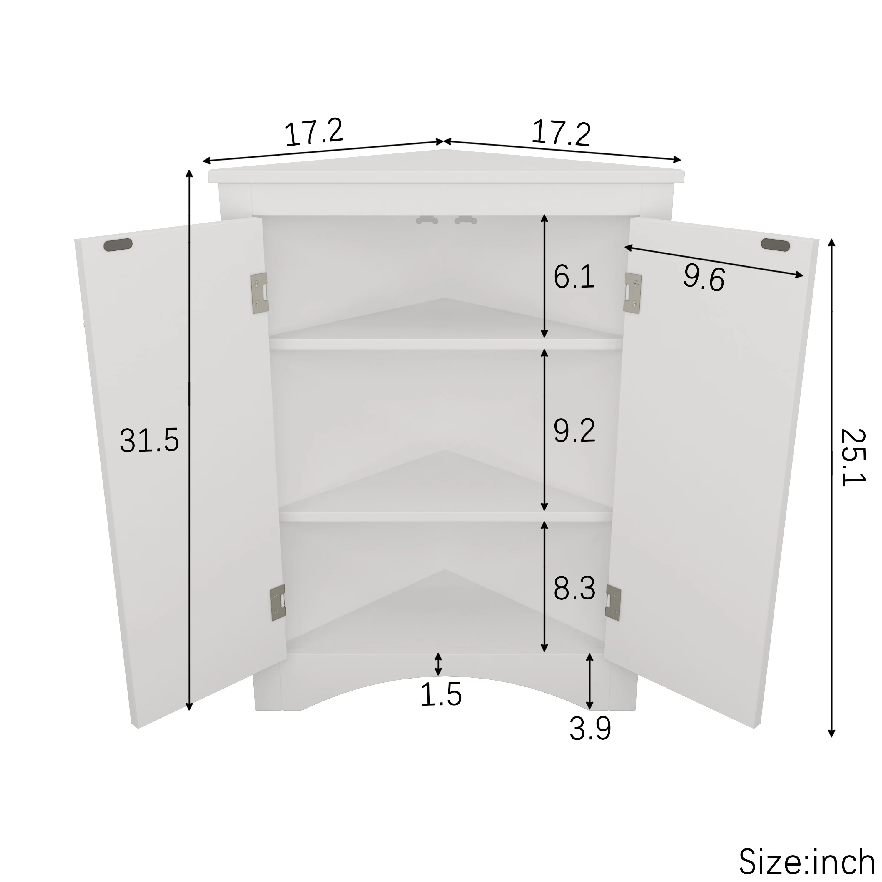Triangle Bathroom Storage Cabinet with Adjustable Shelves