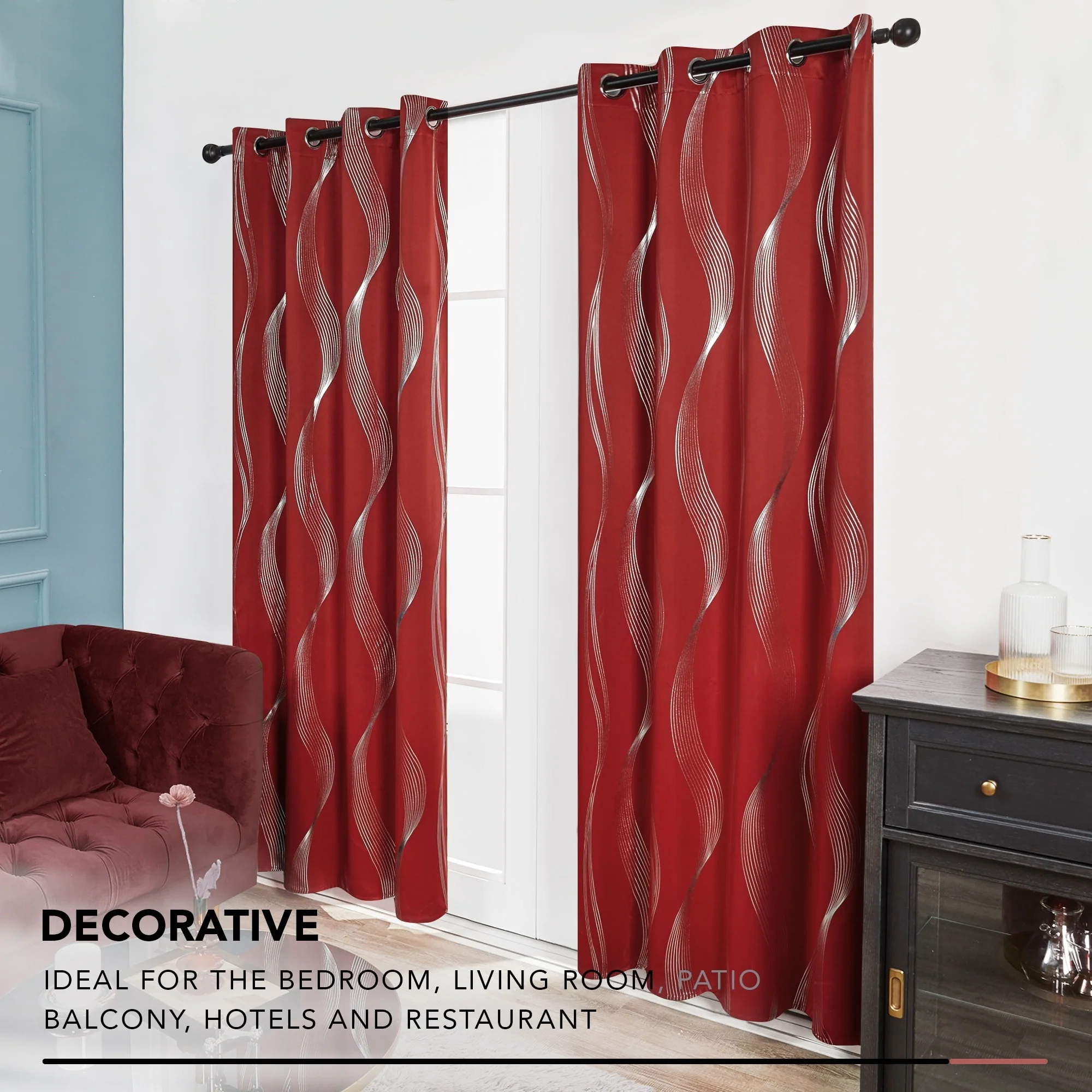 Deconovo Silver Wave 52 Width Curtain Panel Pair (2 Panel)