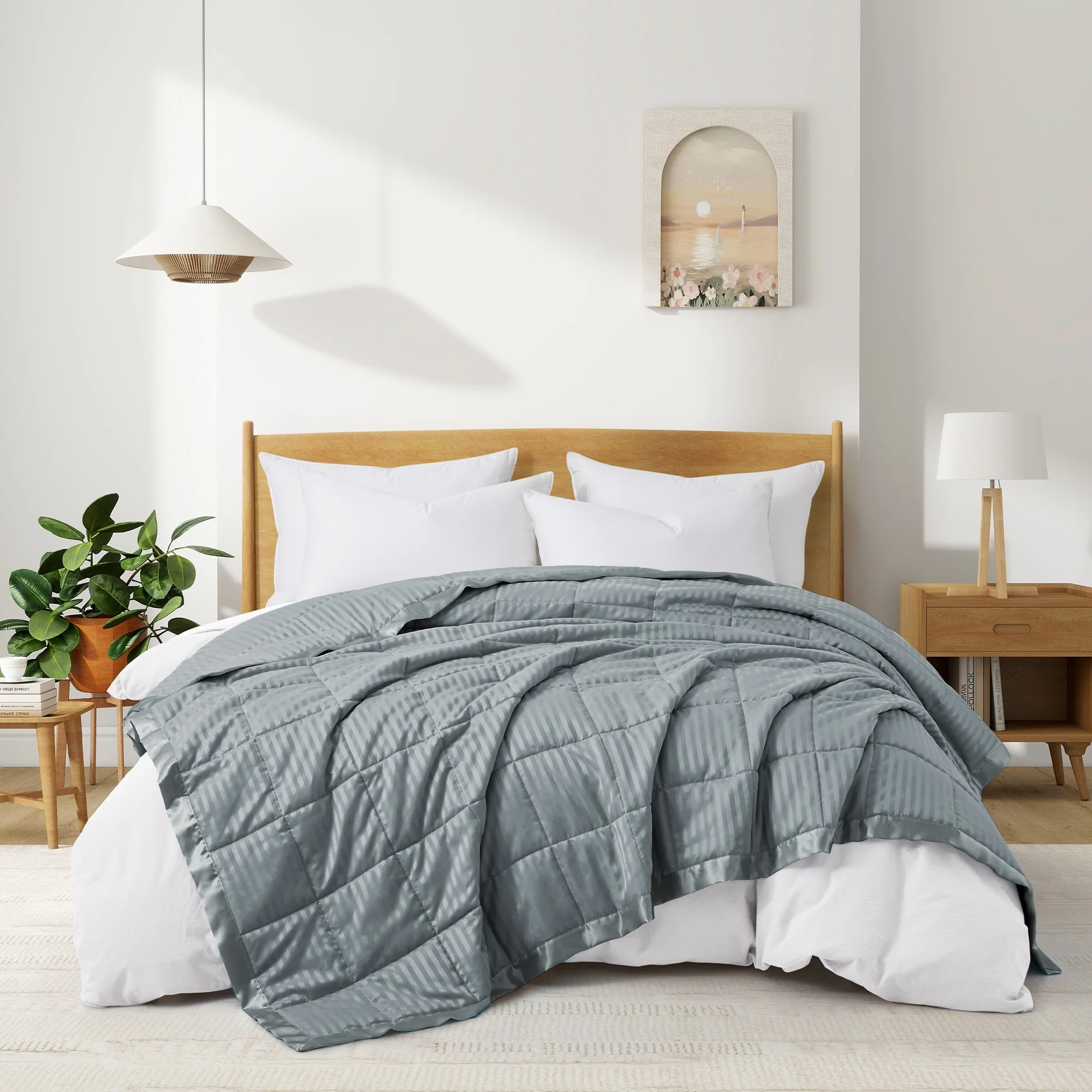 Hotel Quality Luxury All Season Jacquard Soft Bed Blanket with Satin Trim, Cozy and Warm