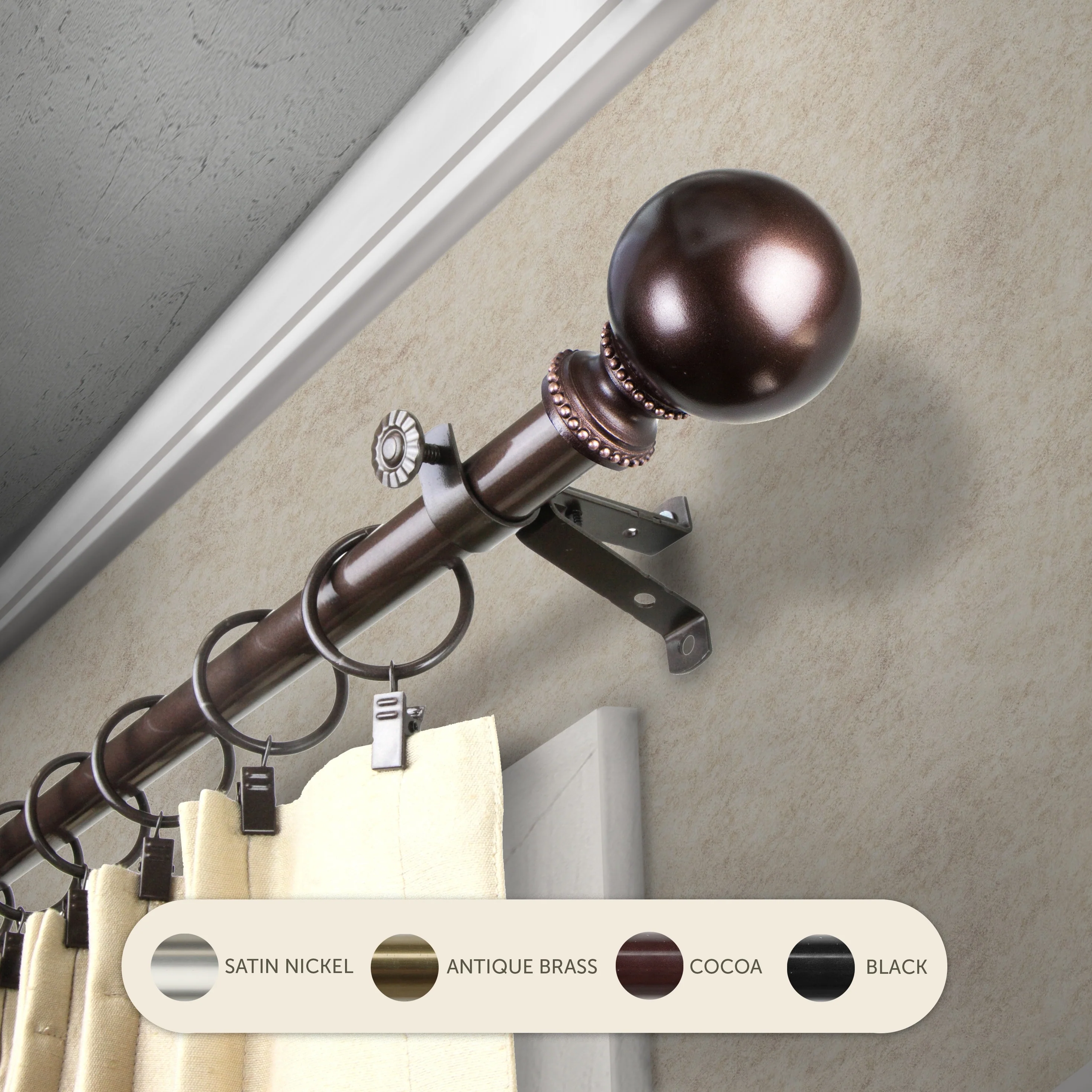 InStyleDesign Tegan Adjustable Curtain Rod 13/16 inch dia.