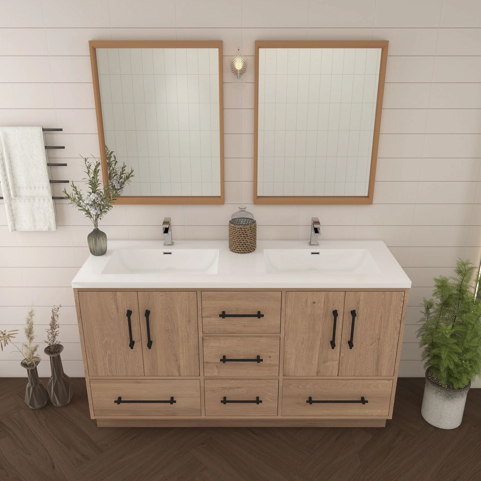 Victoria 60'' Freestanding Vanity with Double Reinforced Acrylic Sink - 59.5