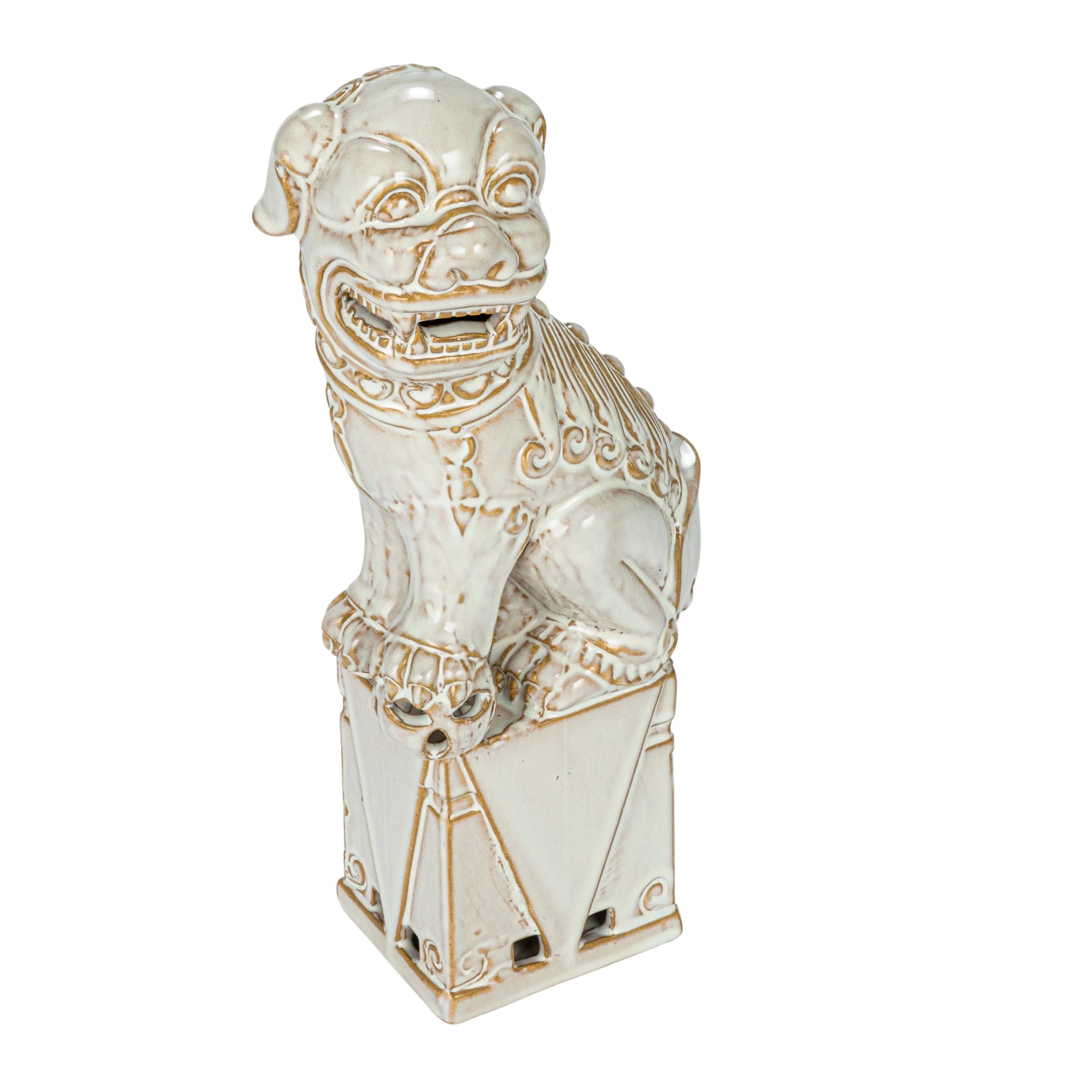 Stoneware Vintage Reproduction Guardian Lions Bookends, Set of 2 - 5.8