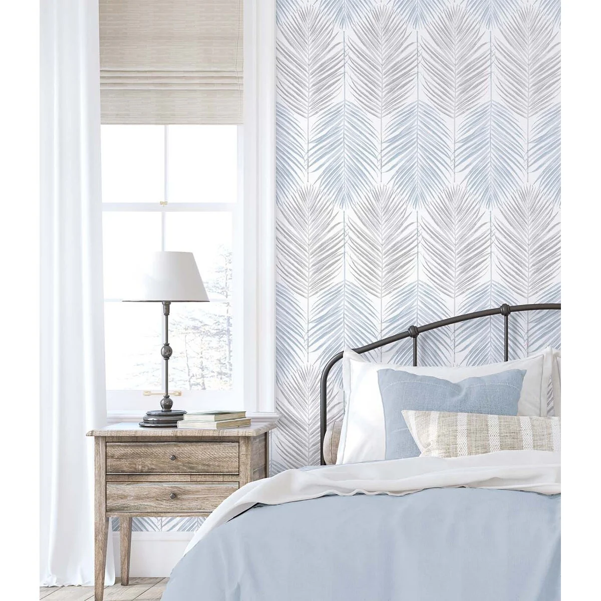 NextWall Two Toned Palm Peel and Stick Wallpaper