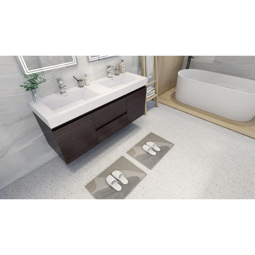 Baillie 60'' Wall-Mounted Vanity with Double Reinforced Acrylic Sink