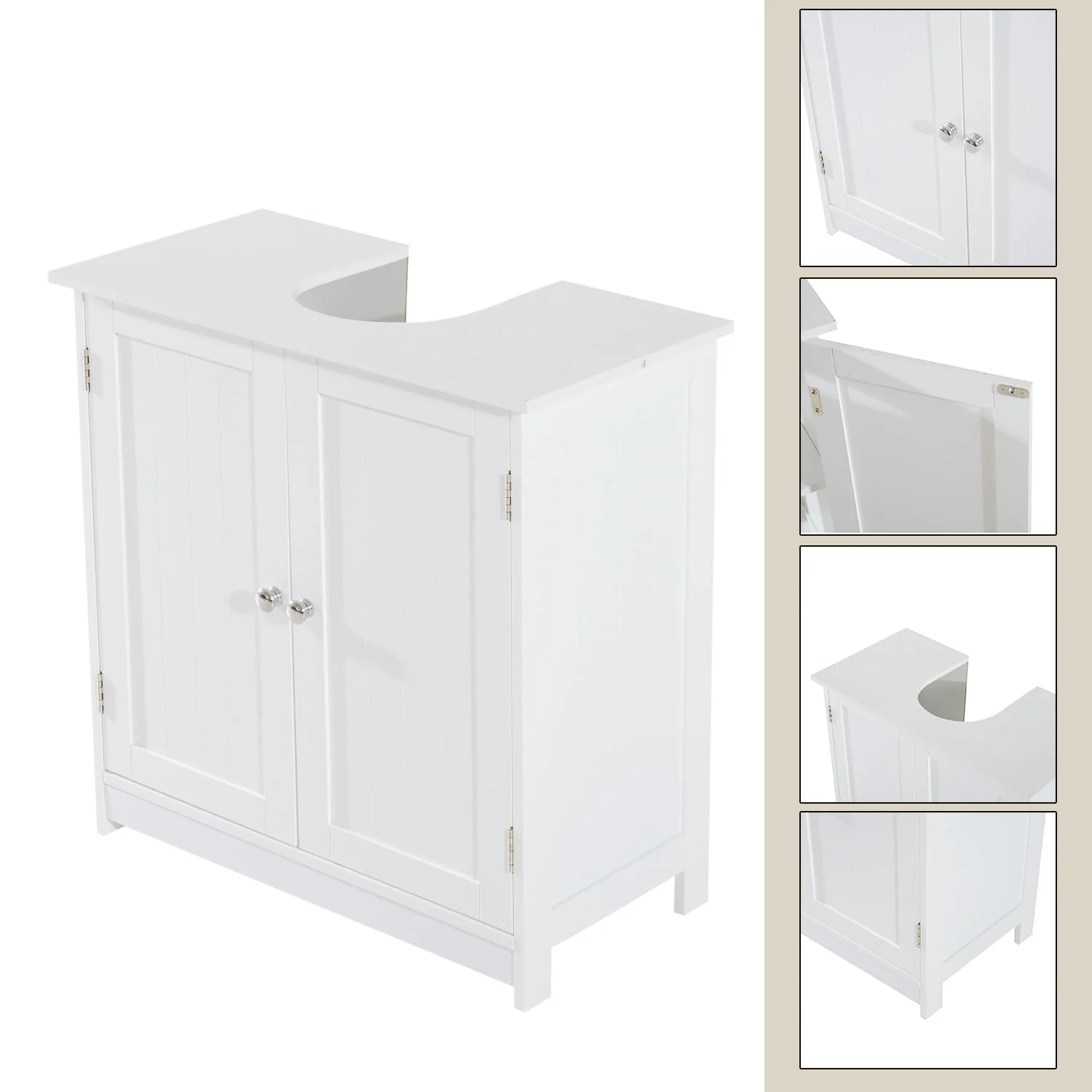 HOMCOM Under Sink Bathroom Cabinet with 2 Doors and Shelf, Pedestal Sink Bathroom Vanity Cabinet