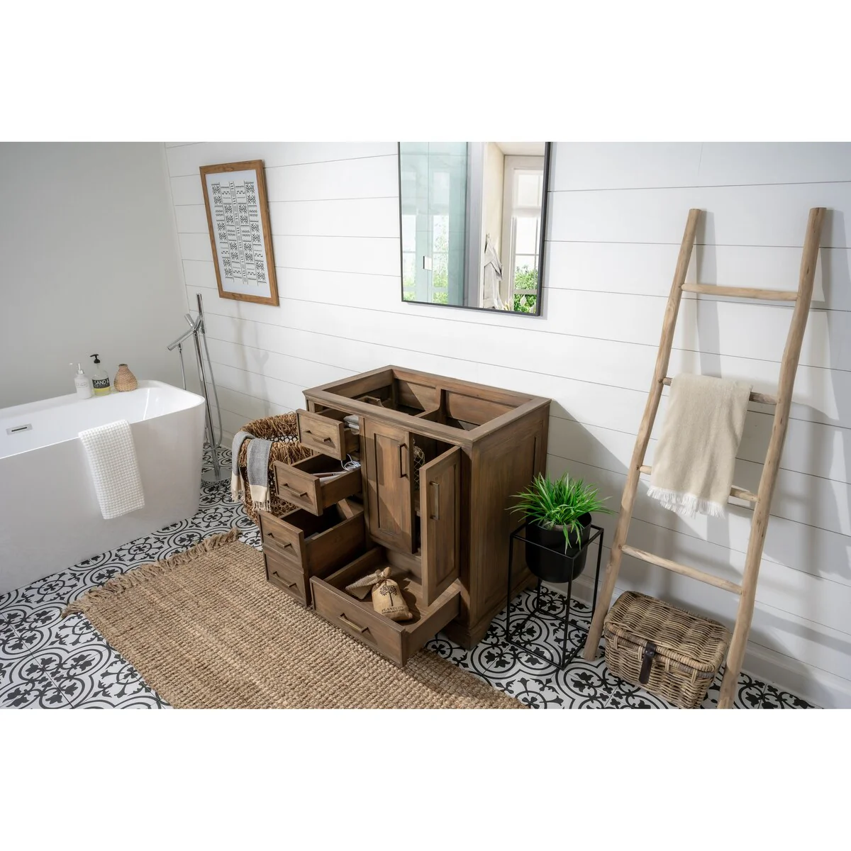 Willow Collections 36 in. W x 22 in. D Charlotte Teak Right Offset Sink Bathroom Solid Teak Vanity with Countertop