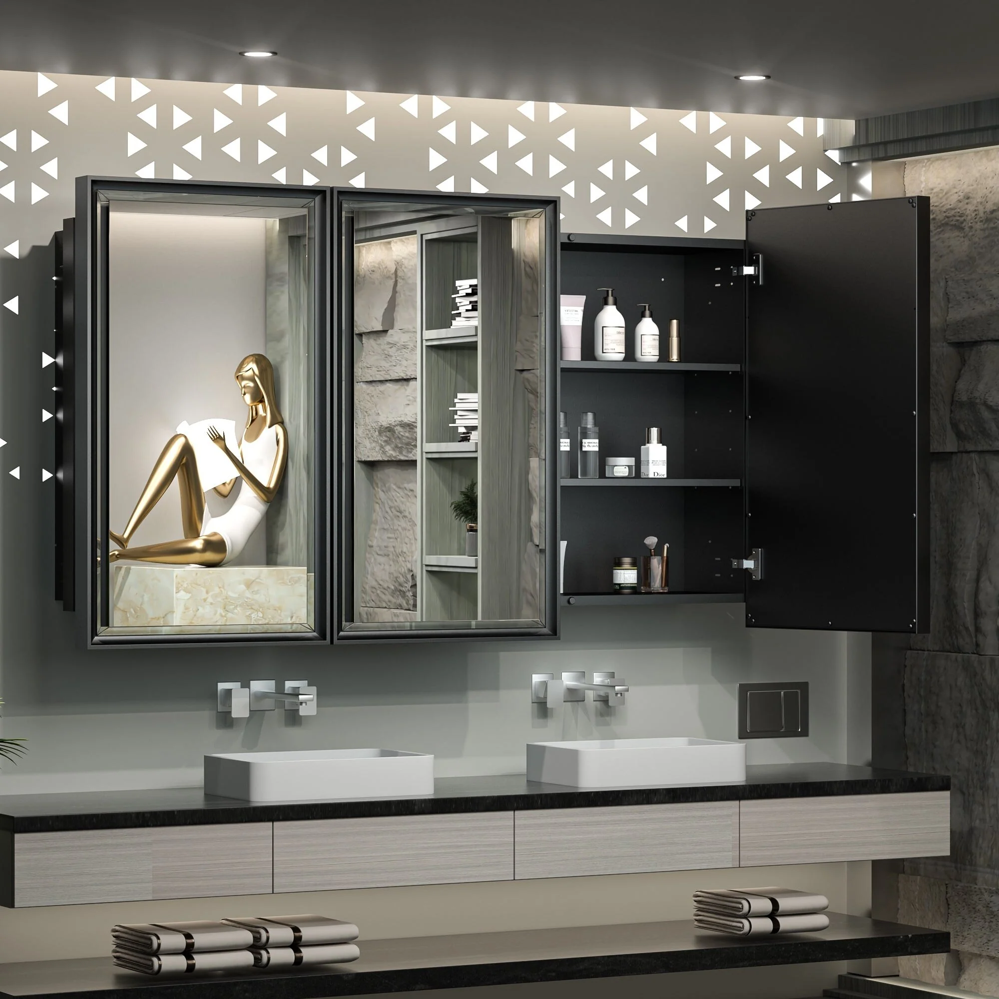 TokeShimi Medicine Cabinets for Bathroom with Mirror, Beveled Framed