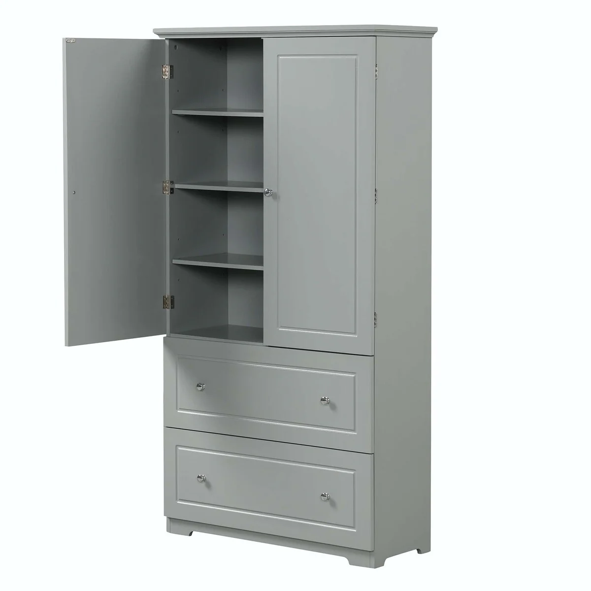 Tall Bathroom Storage Cabinet with Drawers and Adjustable Shelf