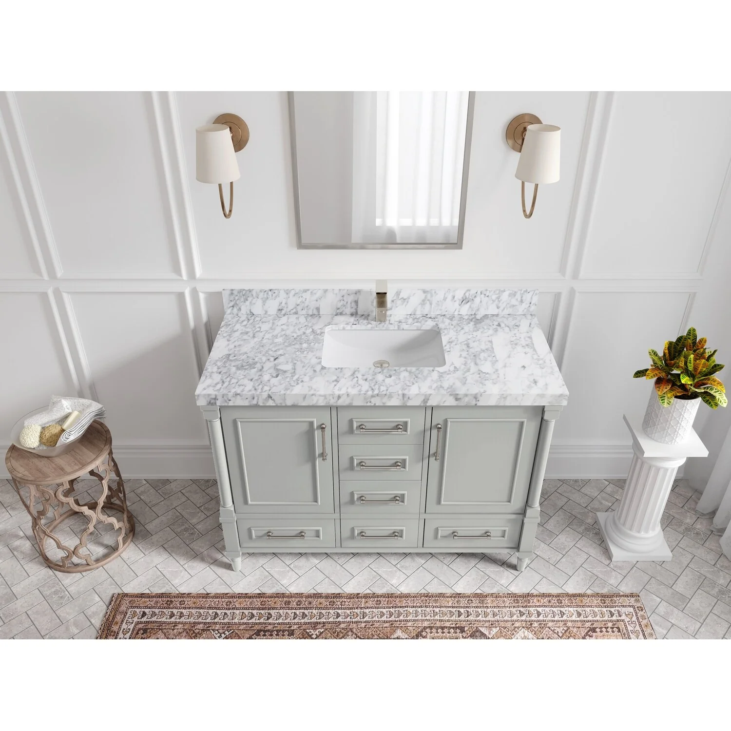 Willow Collections 48 in. W x 22 in. D Aberdeen Single Bowl Sink Bathroom Vanity with Countertop