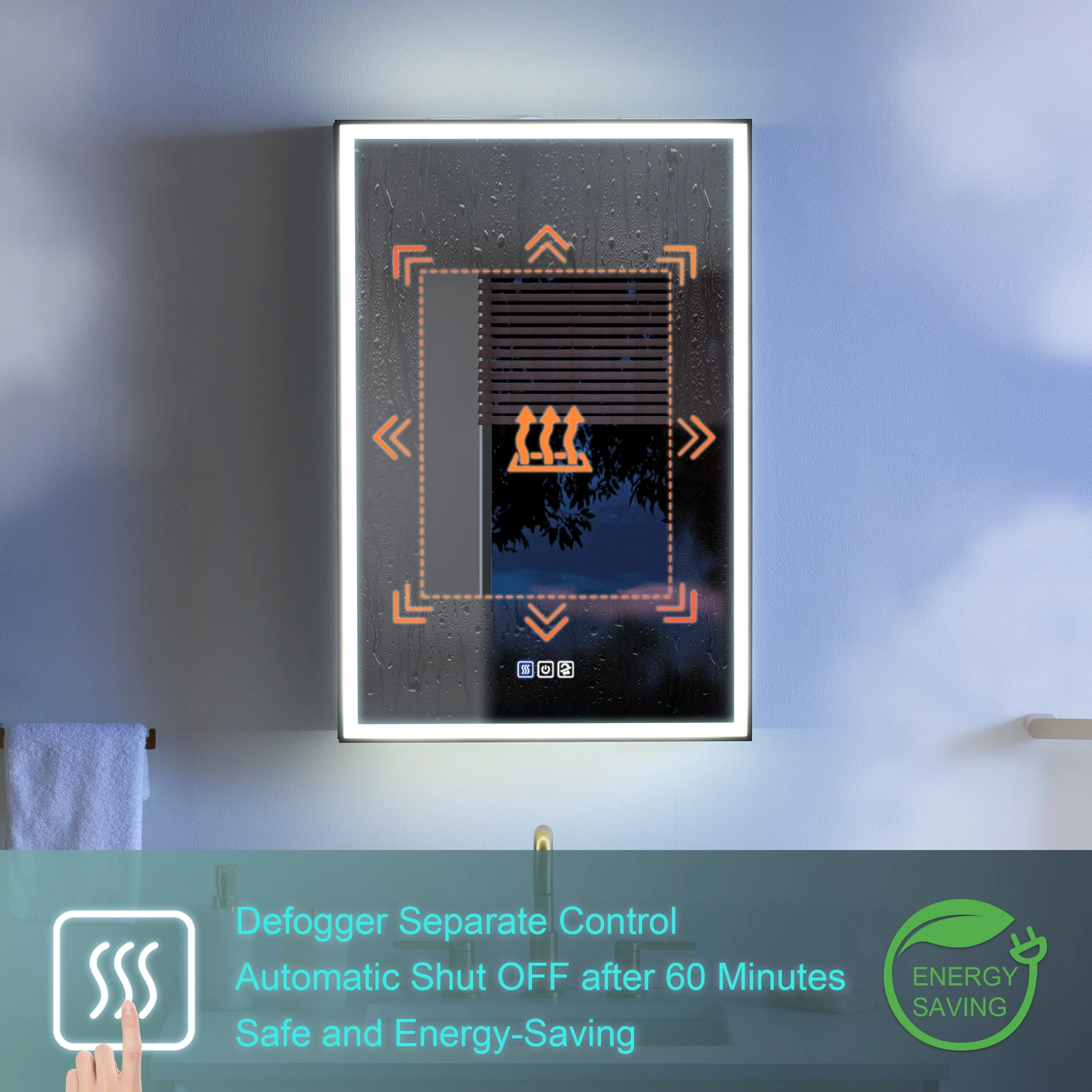 30'' H Recessed Or Surface Wall Mounted LED Mirror Cabinet With Mirror And Adjustable Shelves,Black Frame