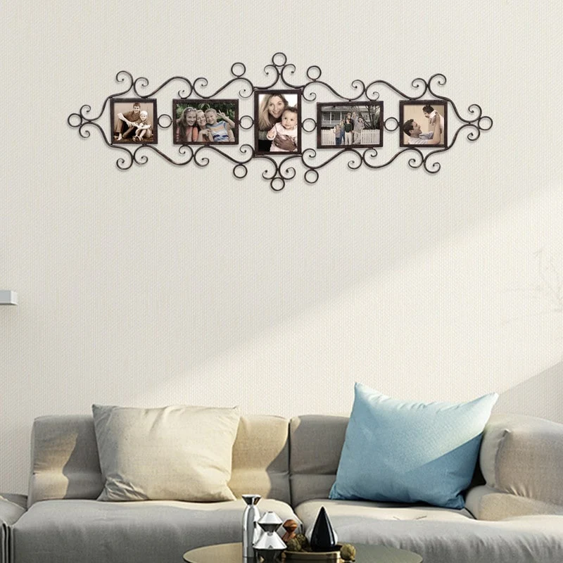 Adeco 5 Openings Metal Filigree Wall Hanging Collage Pic Photo Frame
