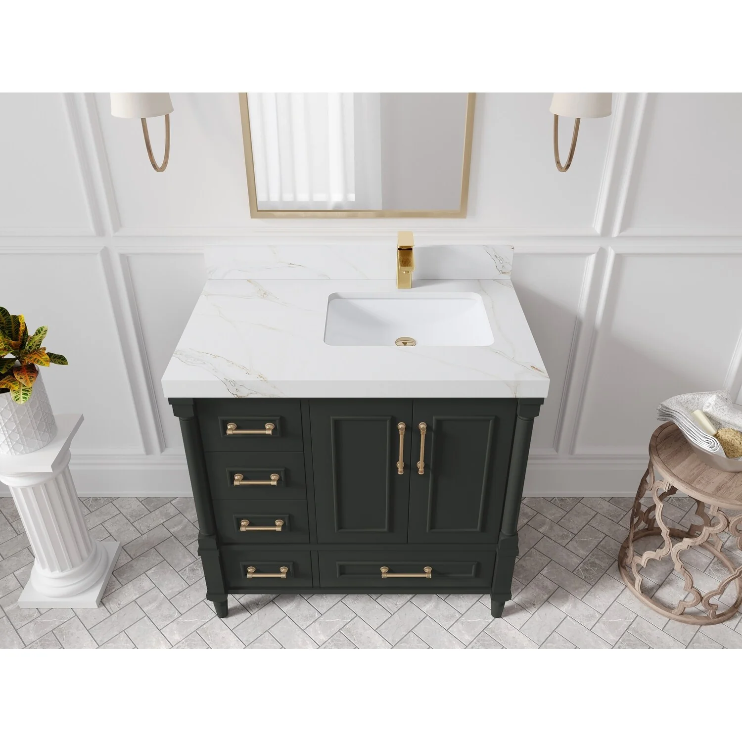 Willow Collections 36 in. W x 22 in. D Aberdeen Right Offset Sink Bathroom Vanity with Countertop