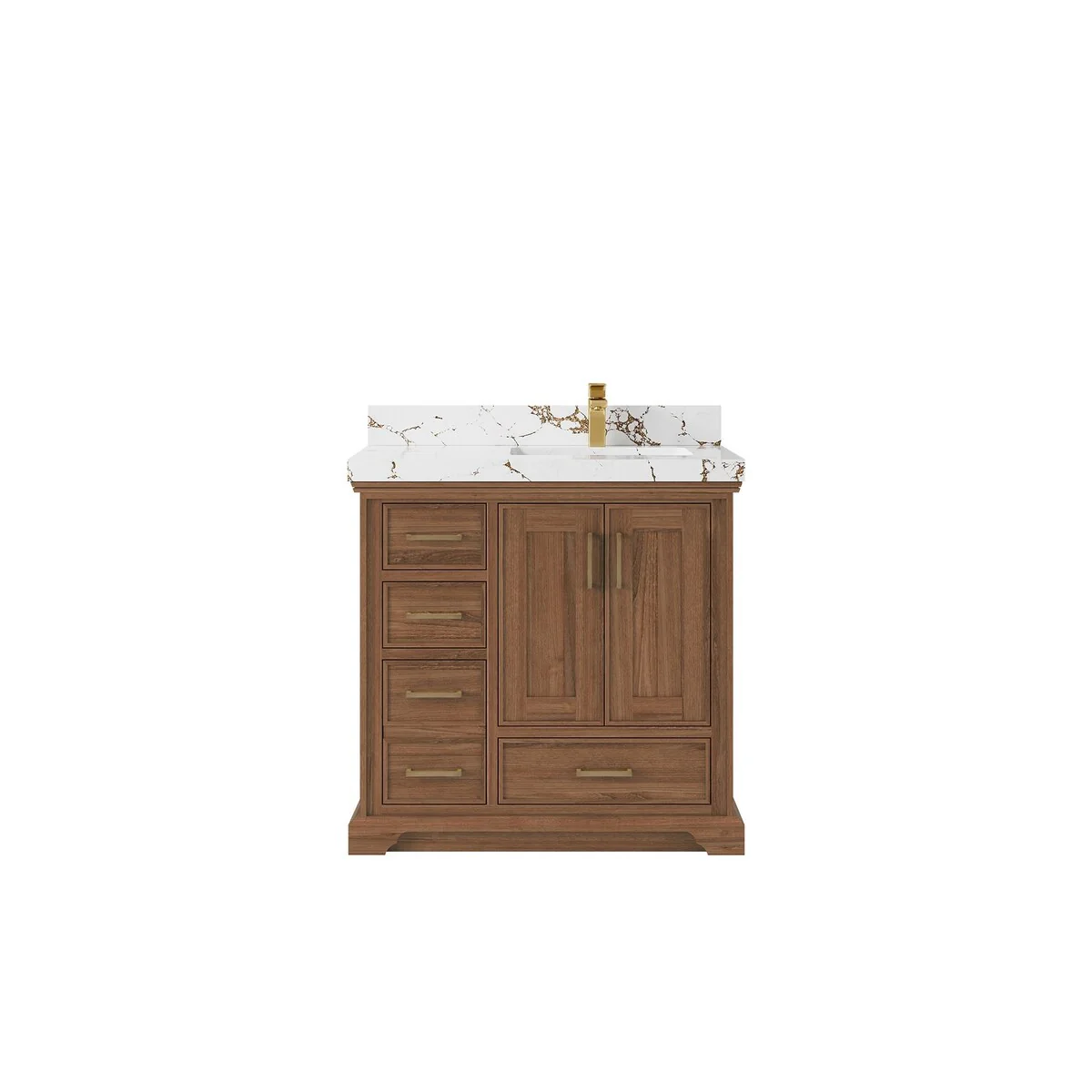 Willow Collections 36 in. W x 22 in. D Charlotte Teak Right Offset Sink Bathroom Solid Teak Vanity with Countertop