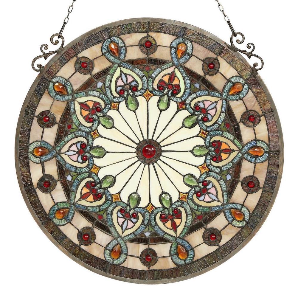 Chloe Tiffany-style Victorian Design Stained Glass Window Panel