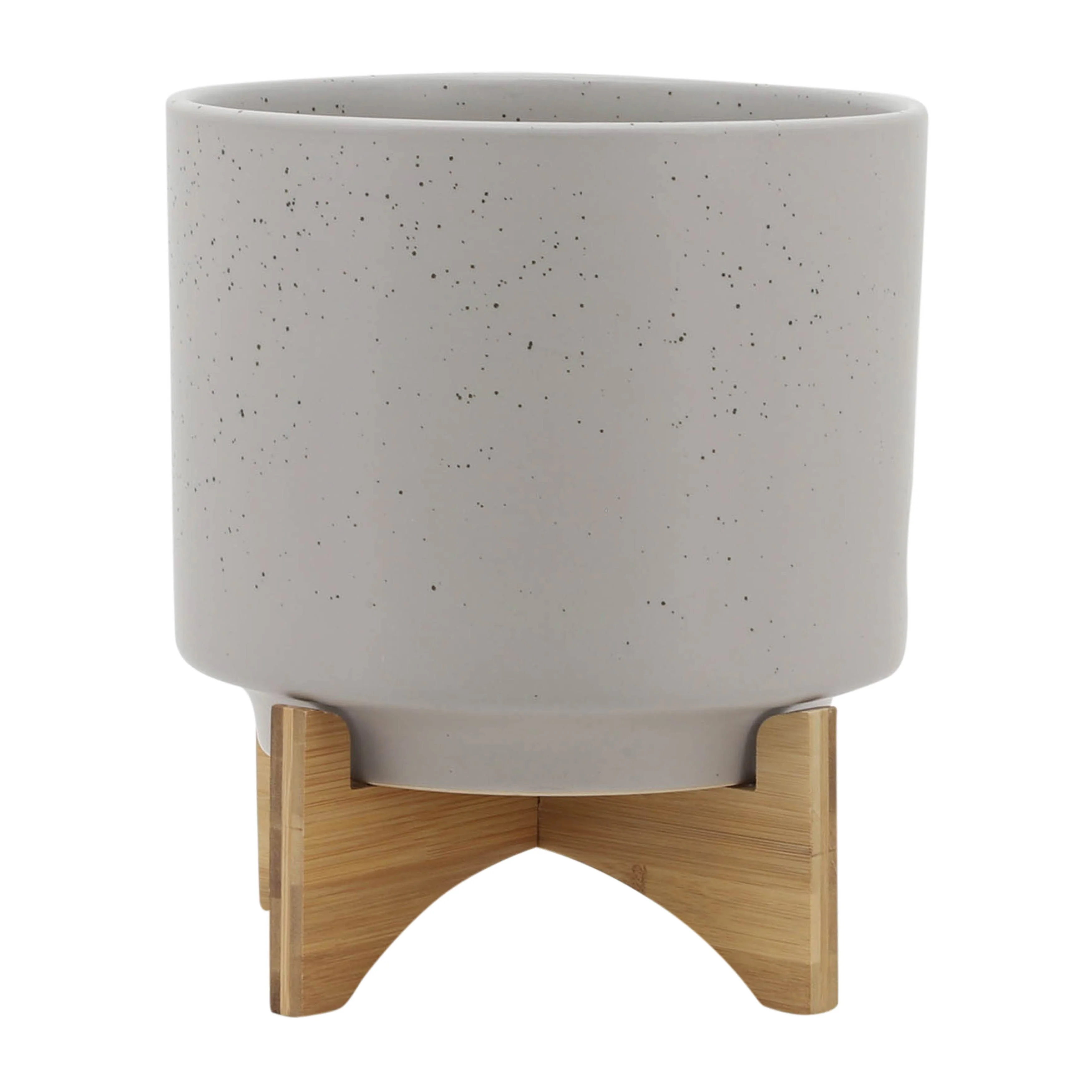 Sagebrook Home Ceramic Planters with Bamboo Stand Indoor/Outdoor